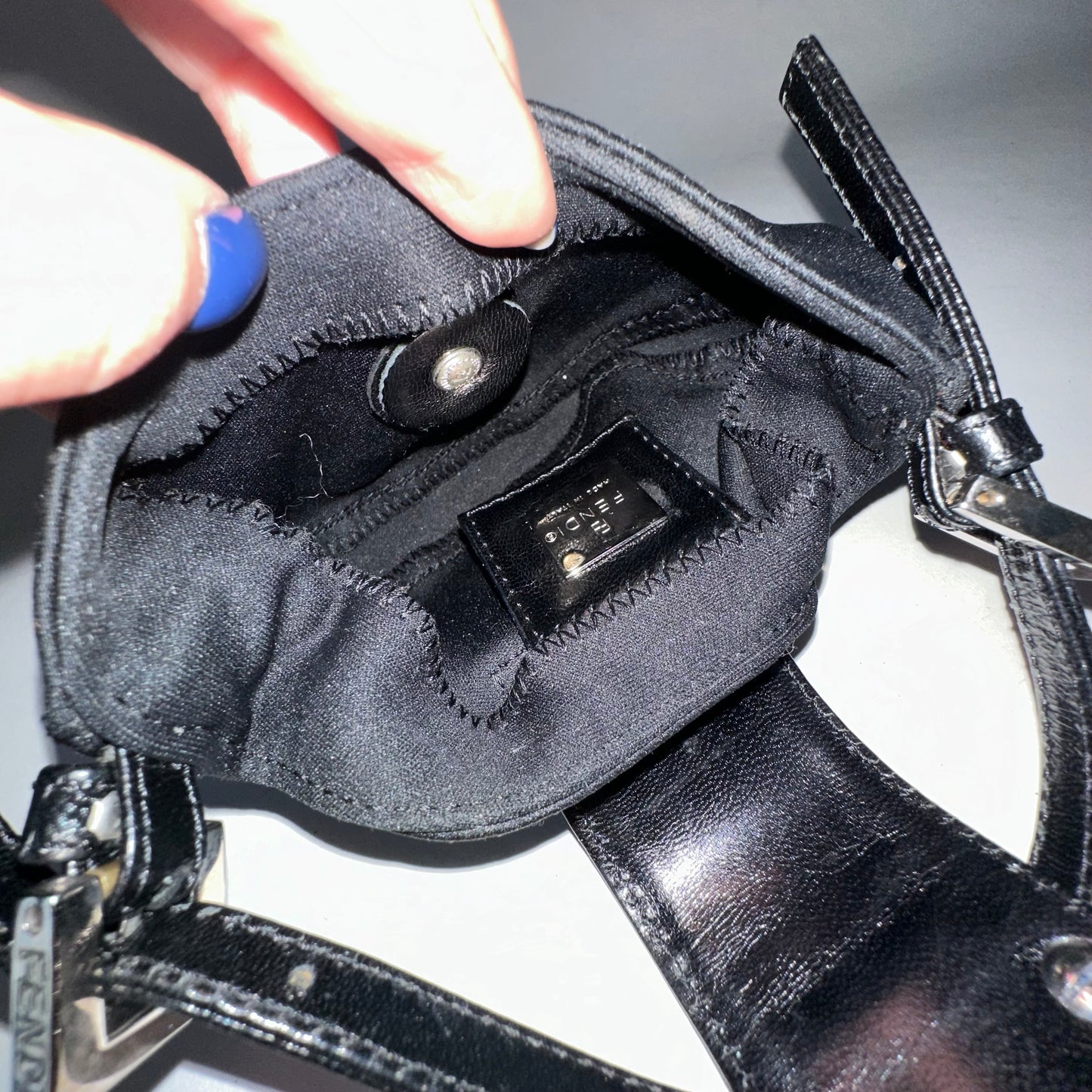 Fendi Black Neoprene Croissant Baguette Mini Bag