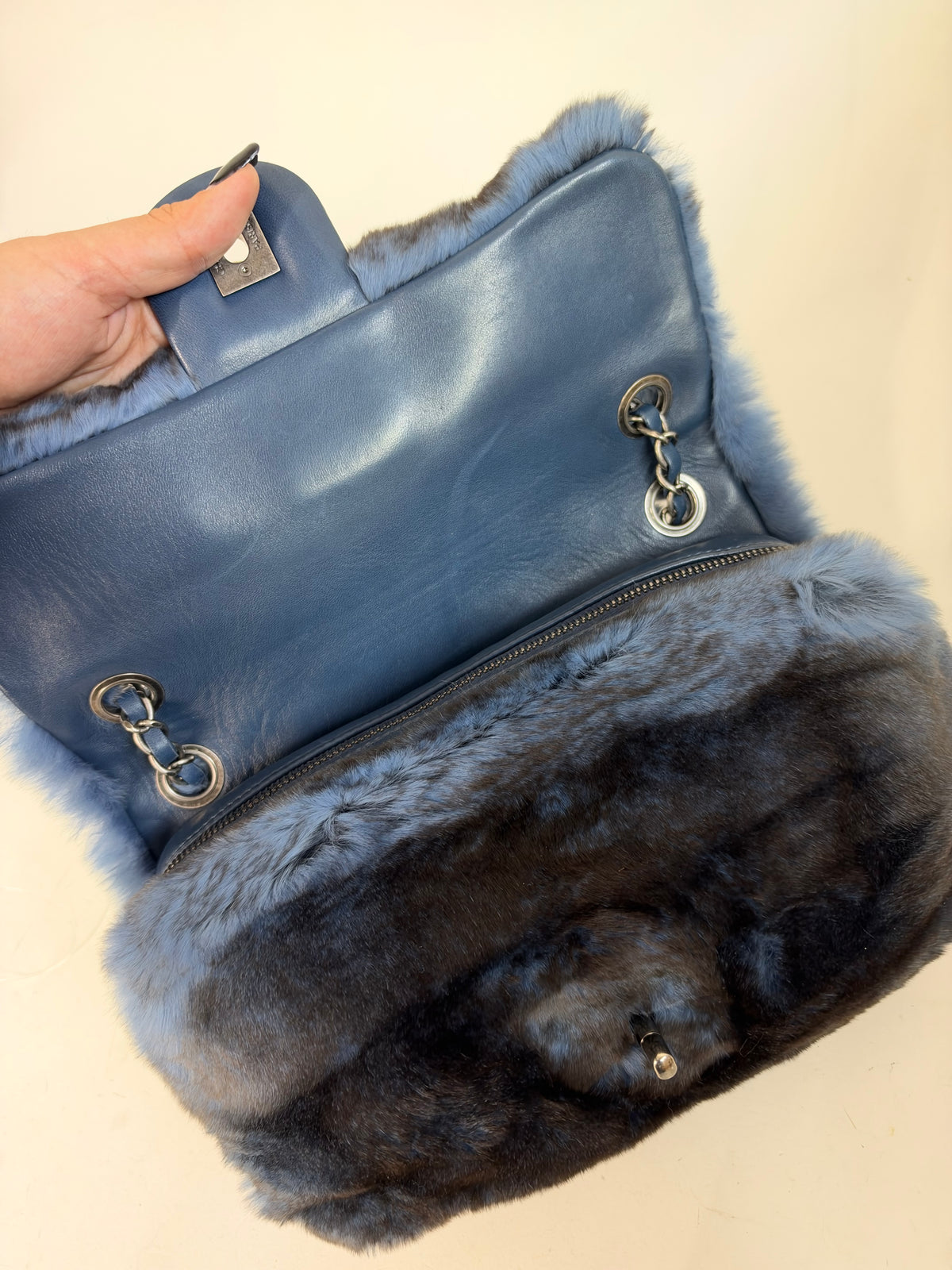 Chanel Ombre Blue Rabbit Zip Flap Bag
