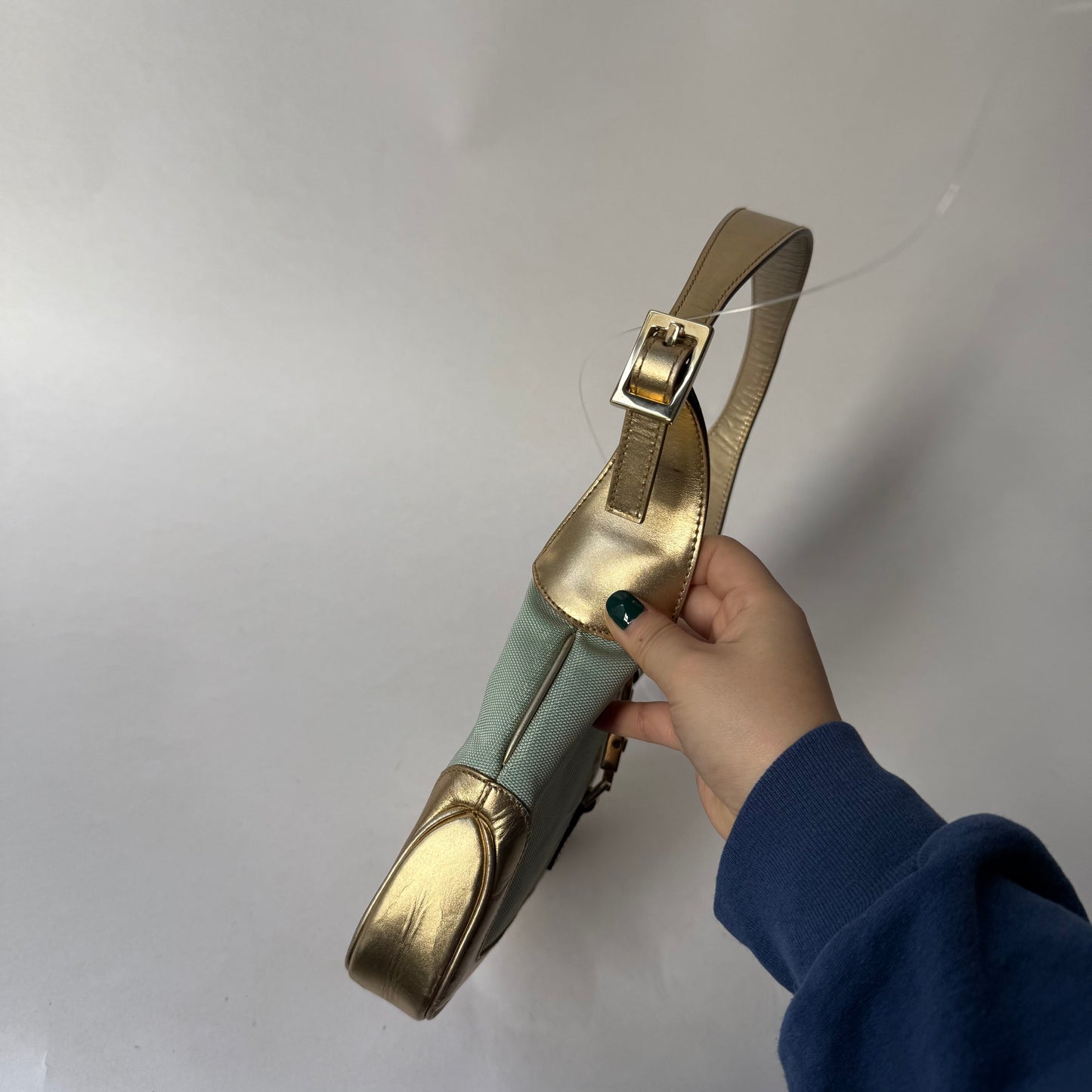 Gucci Teal & Gold Metallic Small Jackie Shoulder Bag