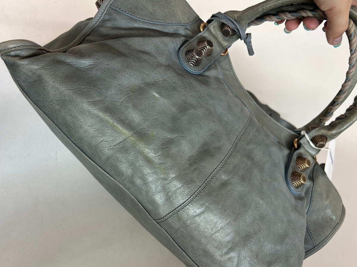 Balenciaga Light Blue Leather "Part-Time" w/ Giant GHW