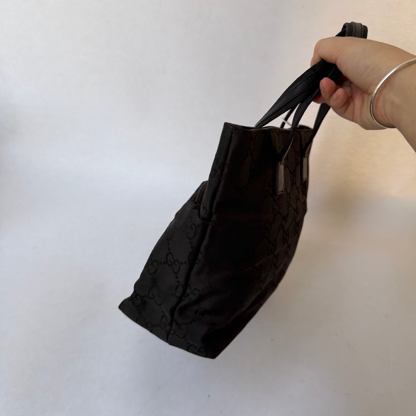 Gucci Black Monogram Double Front Pocket Tote Bag