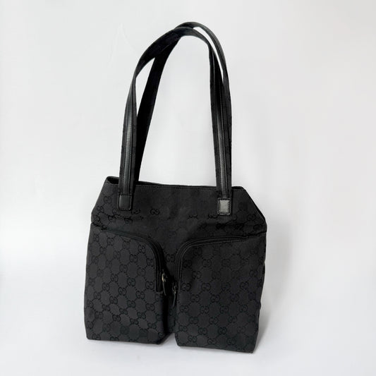 Gucci Black Monogram Canvas Pocket Shoulder Bag