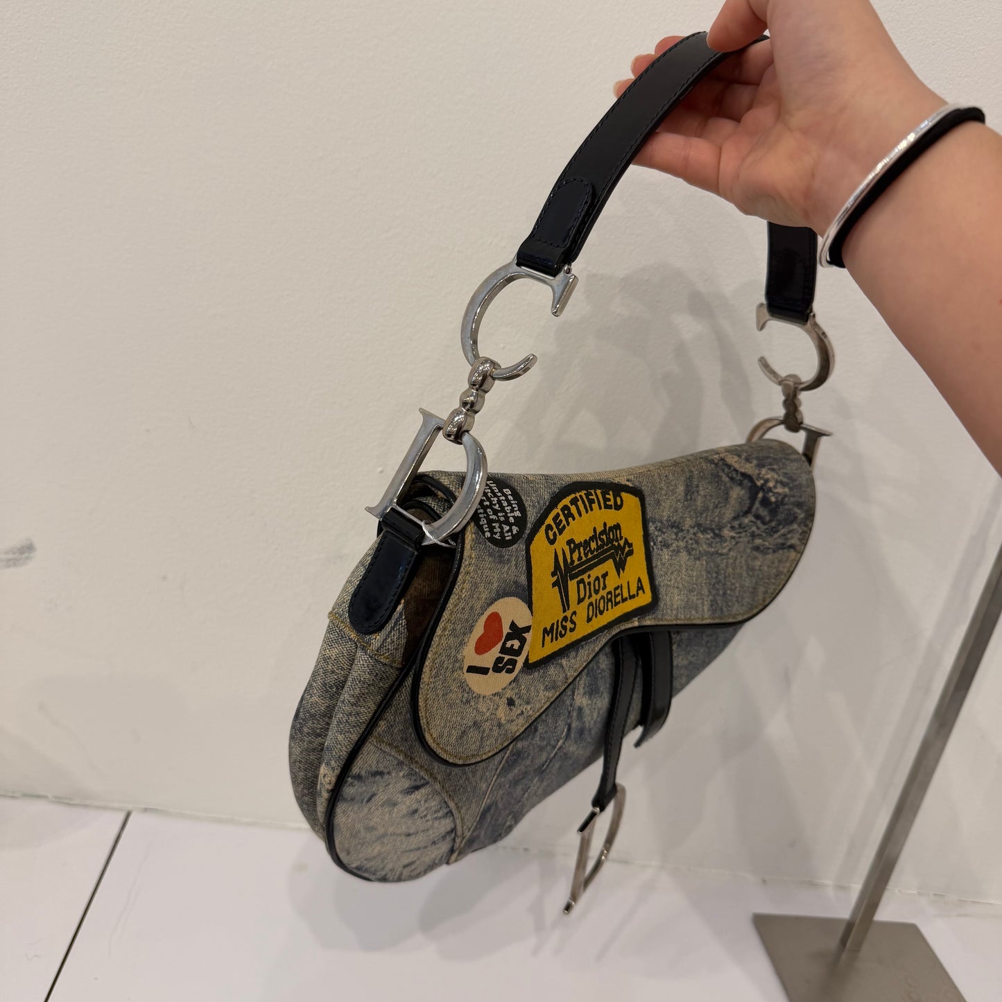 Christian Dior Denim Miss Diorella Saddle Bag