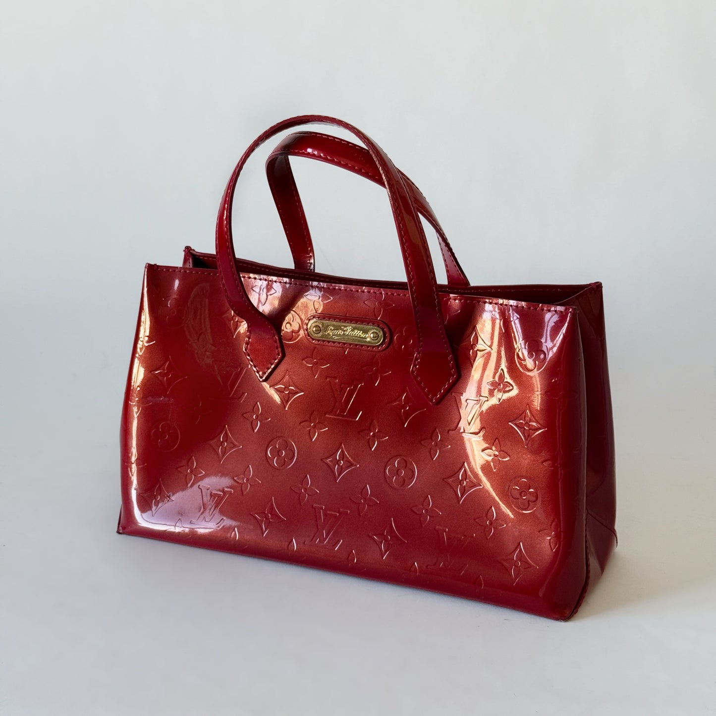Louis Vuitton Red Vernis Patent Leather Monogram Wilshire PM Tote Bag