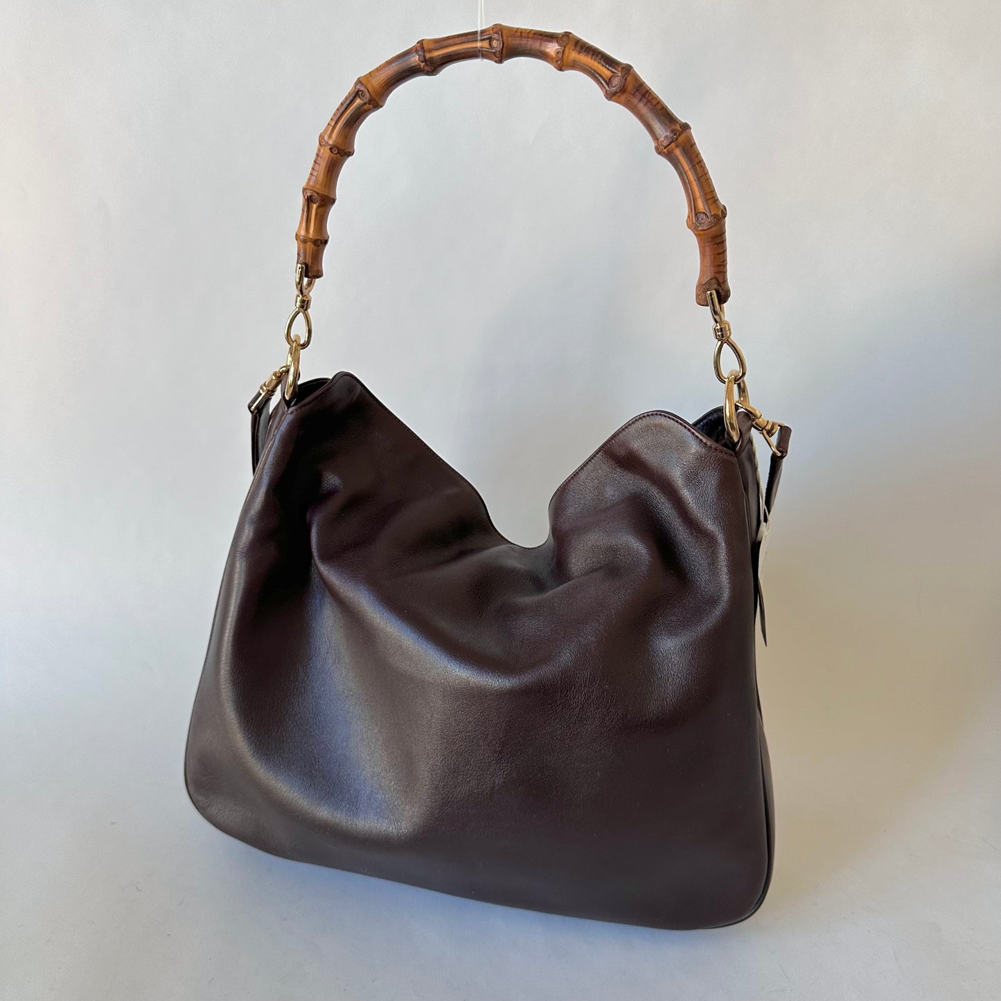 Gucci Brown Bamboo Handle Leather Tote Bag