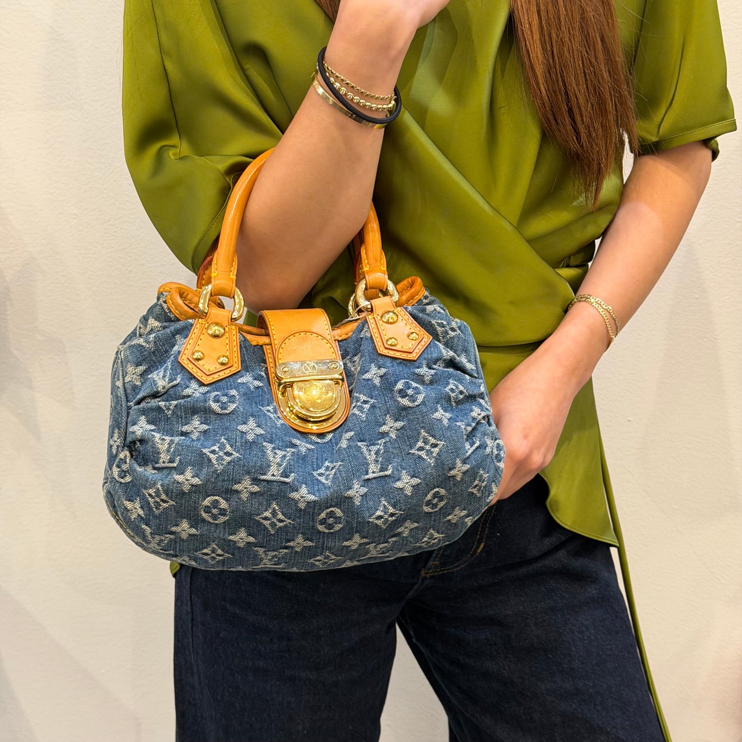 Louis Vuitton Denim Monogram Pleaty Handbag