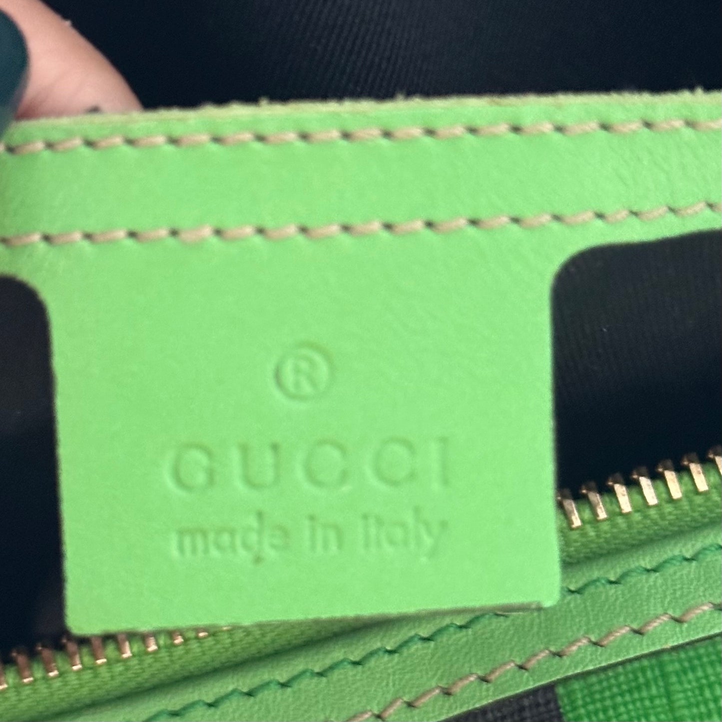 Gucci White Monogram Green Web Stripe Large Boston Bag