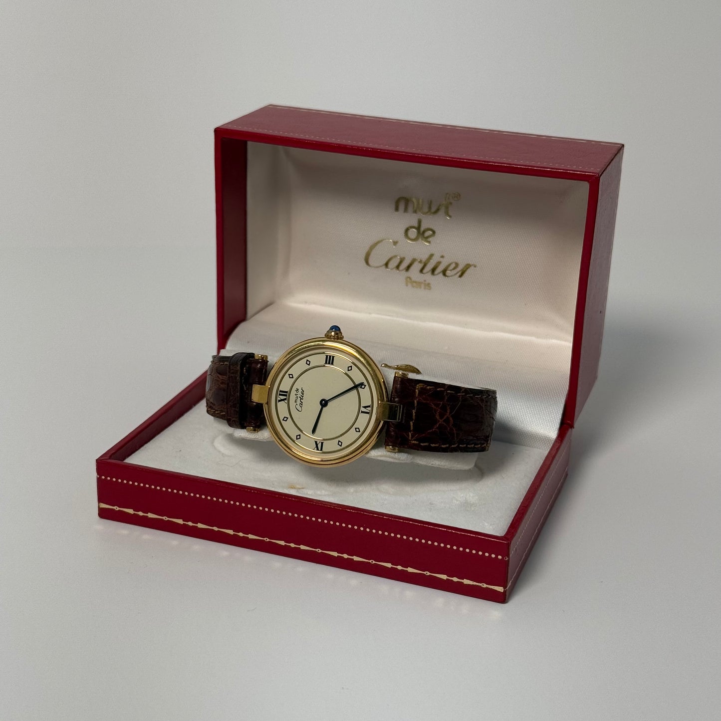 Cartier Must De Vendome Alligator Leather Strap Watch