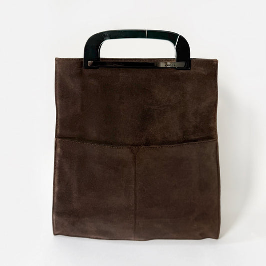 Gucci Brown Suede Top Handle Tote Bag