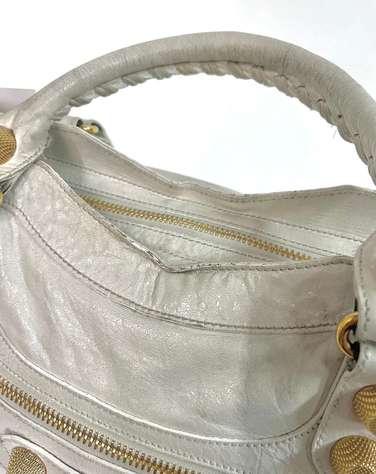 Balenciaga Off-White City Bag w/ Gold Giant Hardware