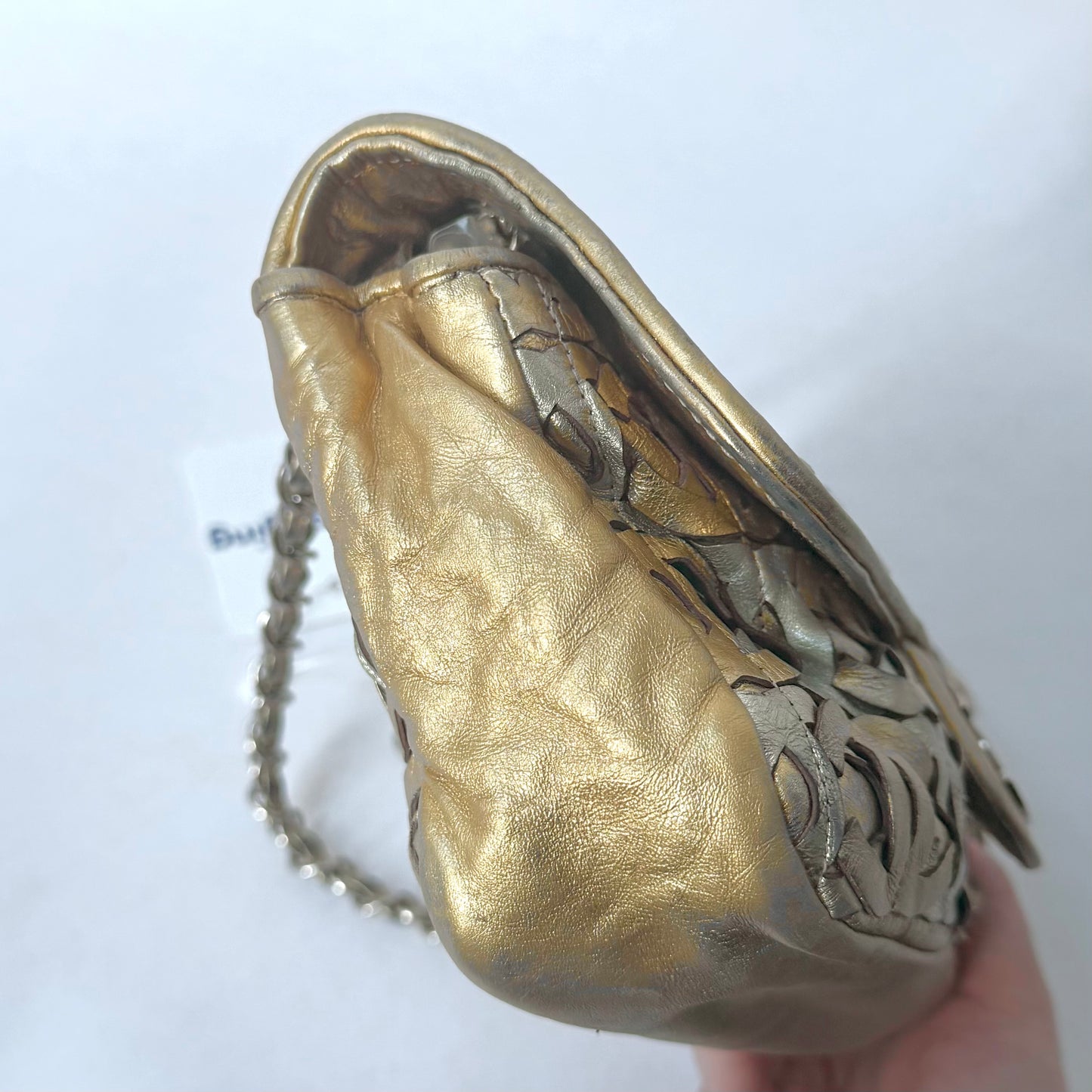 RARE Chanel Gold Metallic CC Cutout Lambskin Medium Flap