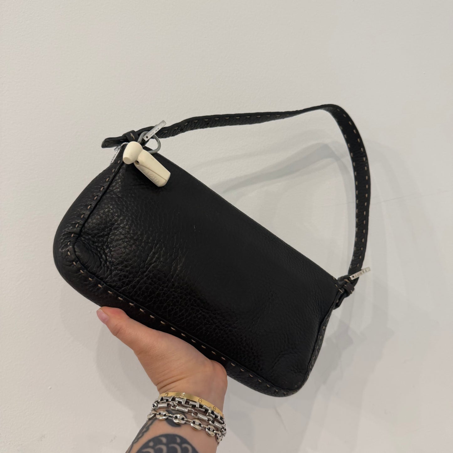 Fendi Brown Leather Selleria Baguette Shoulder Bag