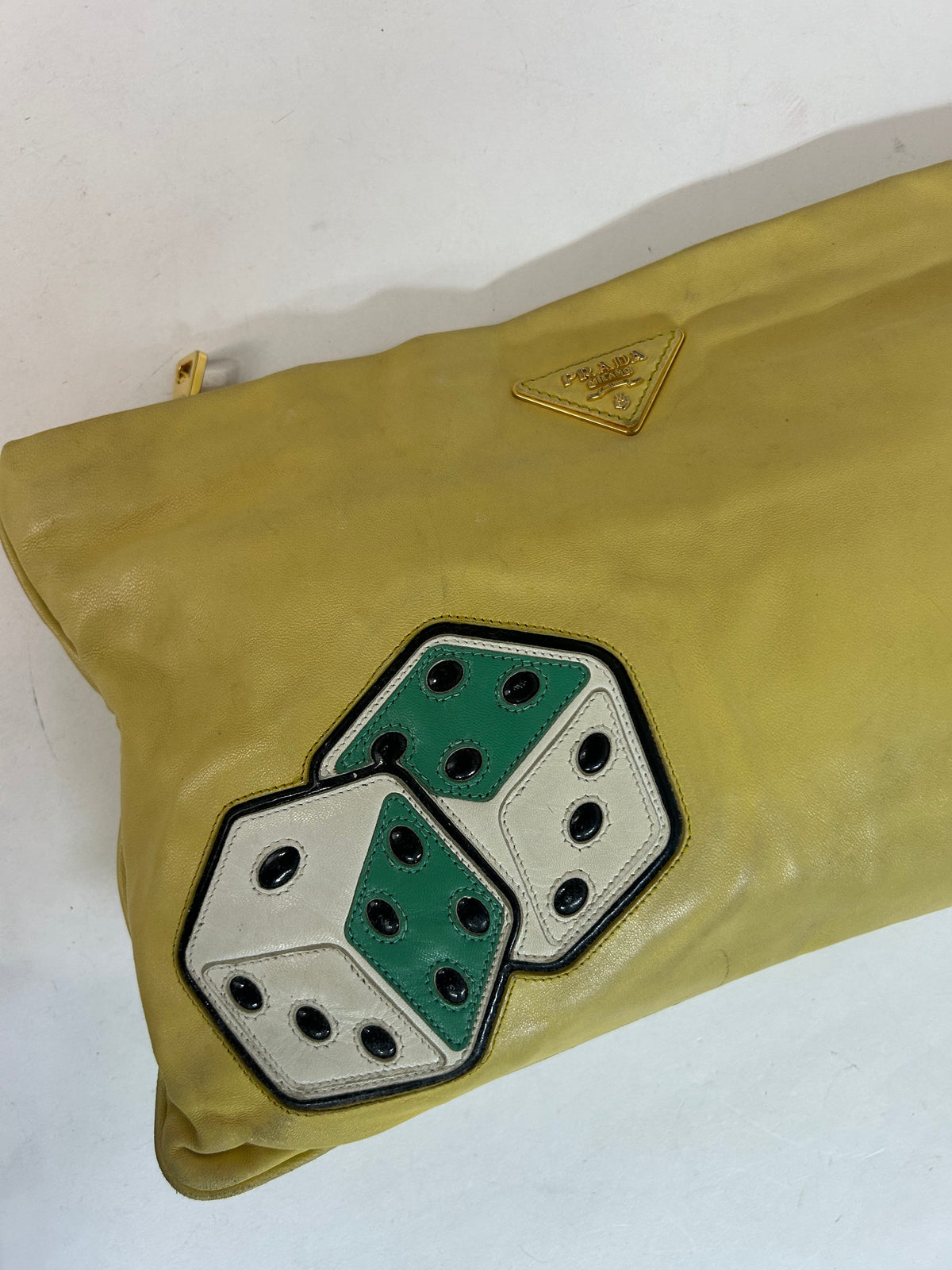 Prada Yellow Nylon Dice Pouch
