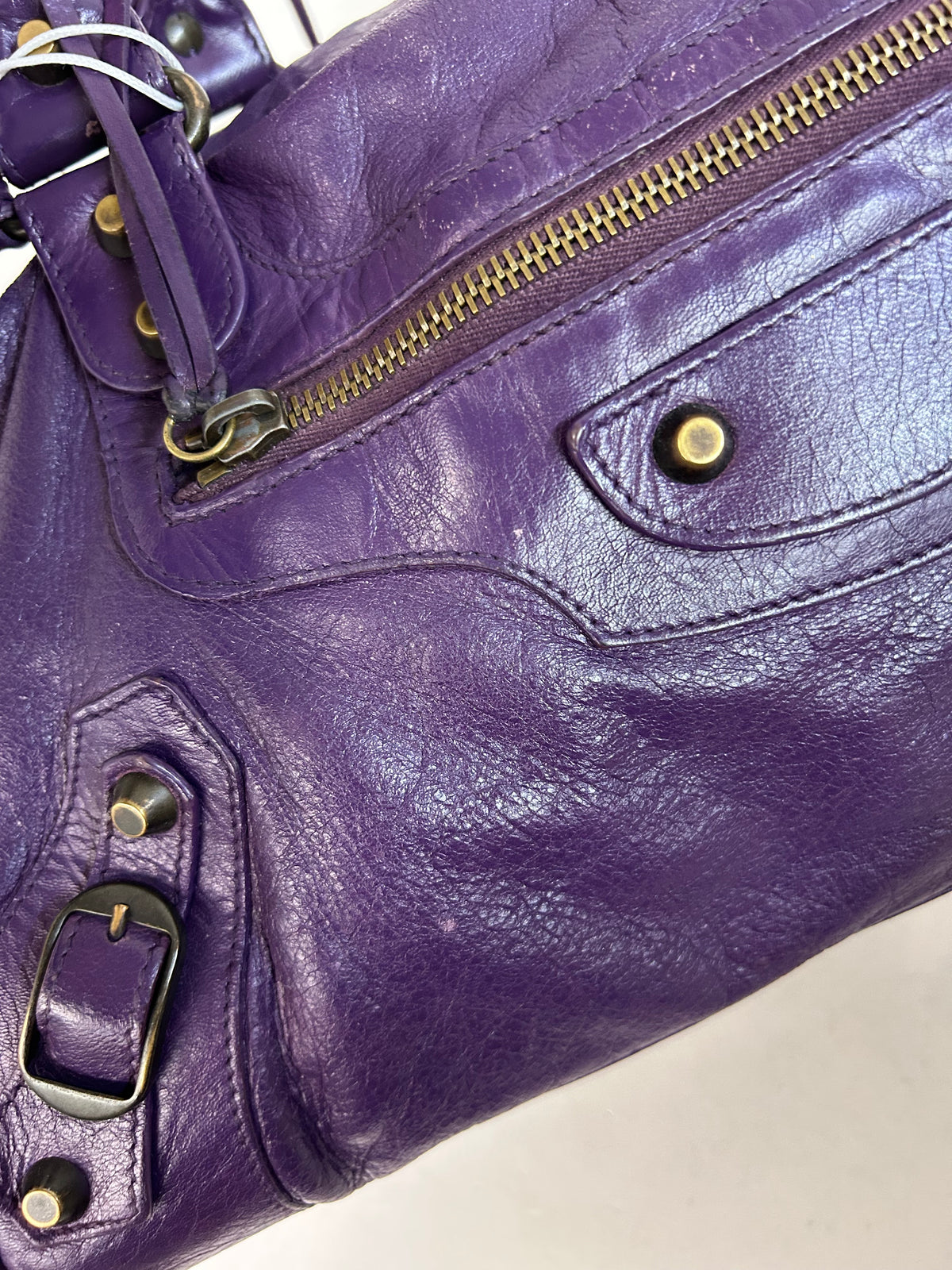 Balenciaga Purple Twiggy City Bag w/ Bronze Hardware