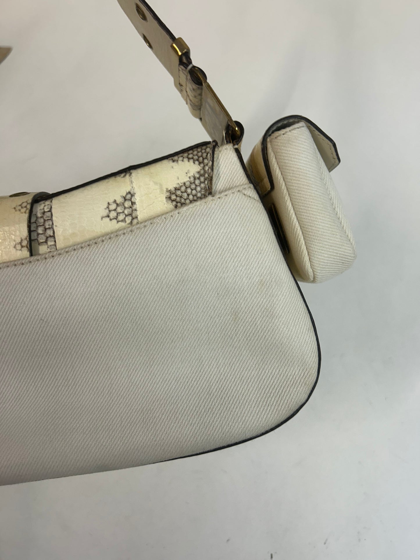 Christian Dior White Python Columbus Shoulder Bag