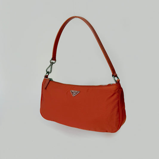 Prada Orange Nylon Pochette