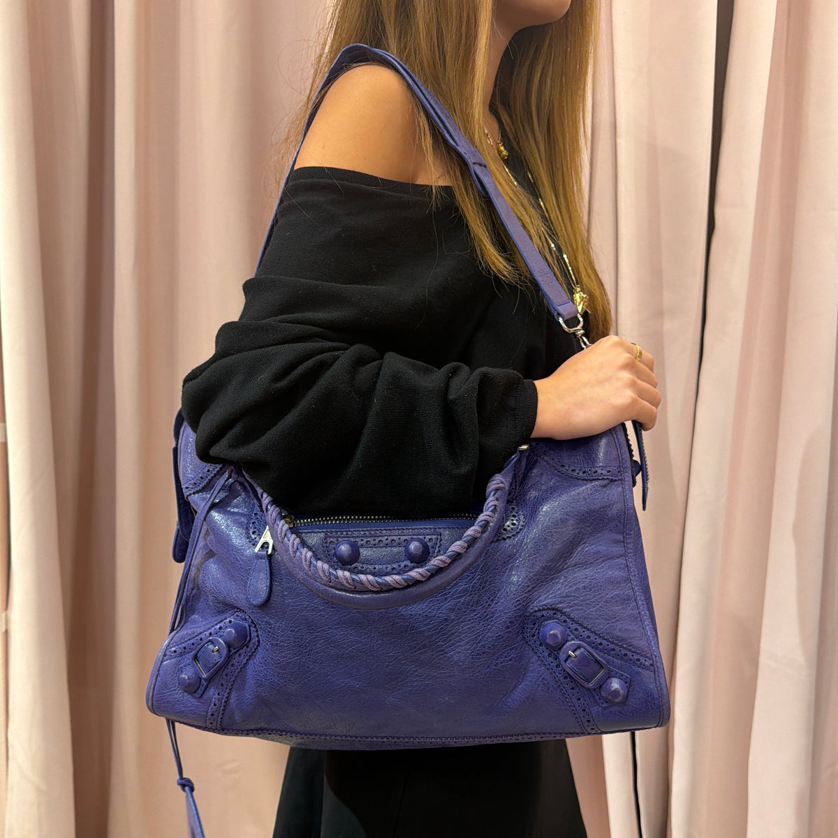 Balenciaga Purple Brogues City Bag