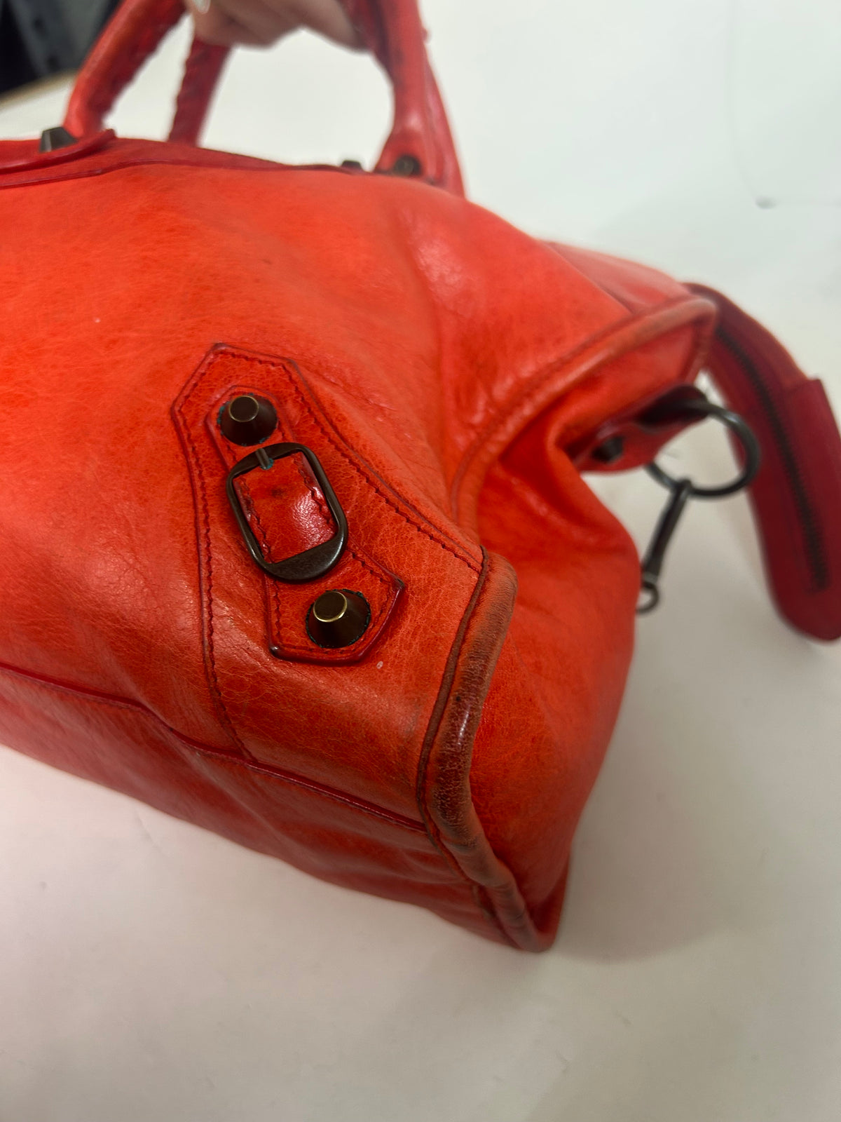 Balenciaga Fire Red City Bag w/ Bronze Hardware