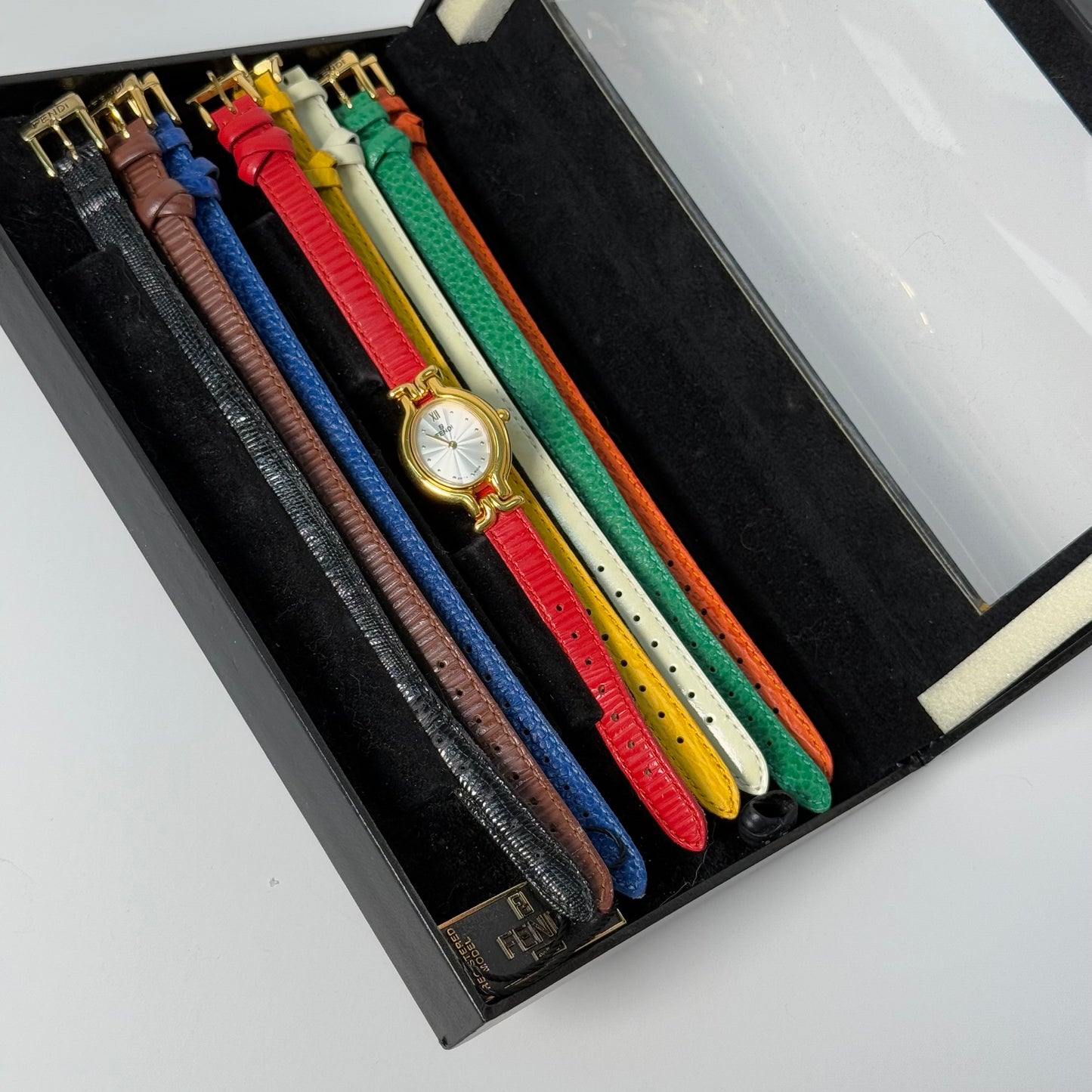 Fendi Interchangeable Leather Band Watch w/ 8 Bands & Box