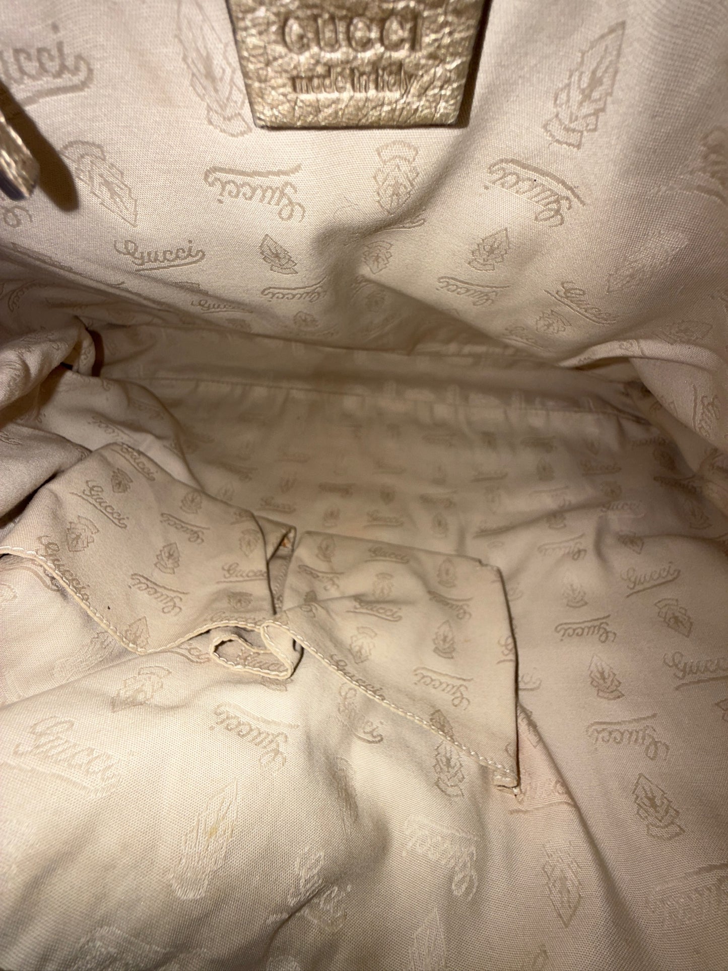 Gucci Gold Metallic Leather Slouchy Jackie Shoulder Bag