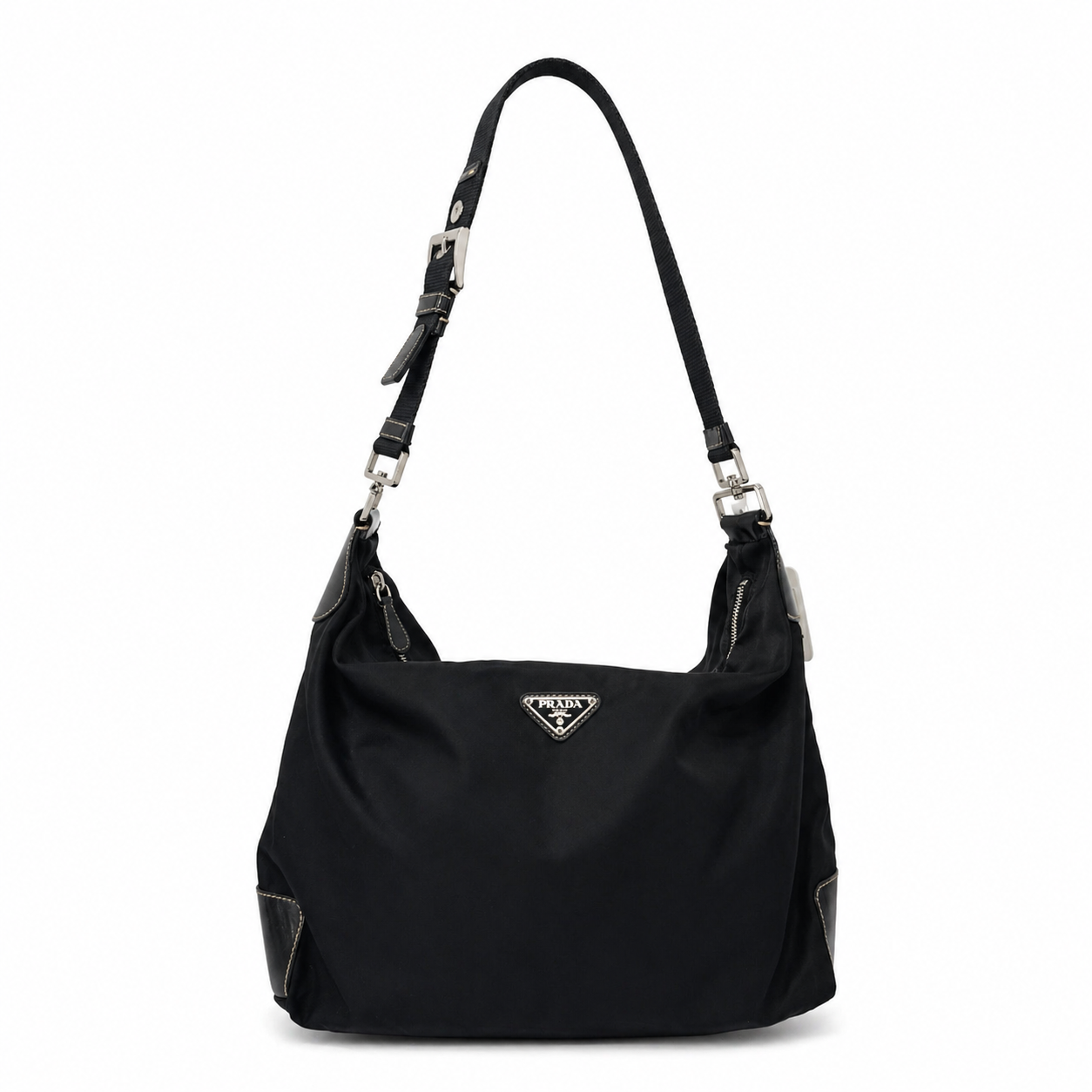 Prada Black Nylon Large Hobo Shoulder Bag