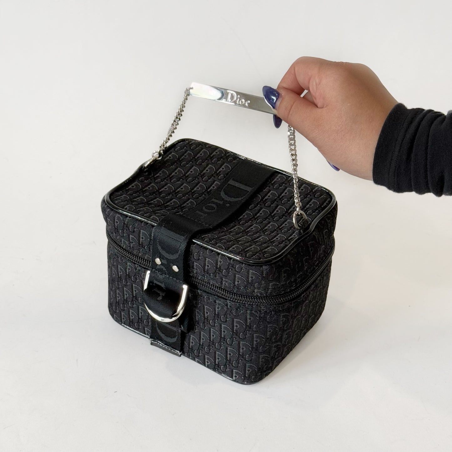 Christian Dior Black Trotter Vanity Top Handle Chain Bag