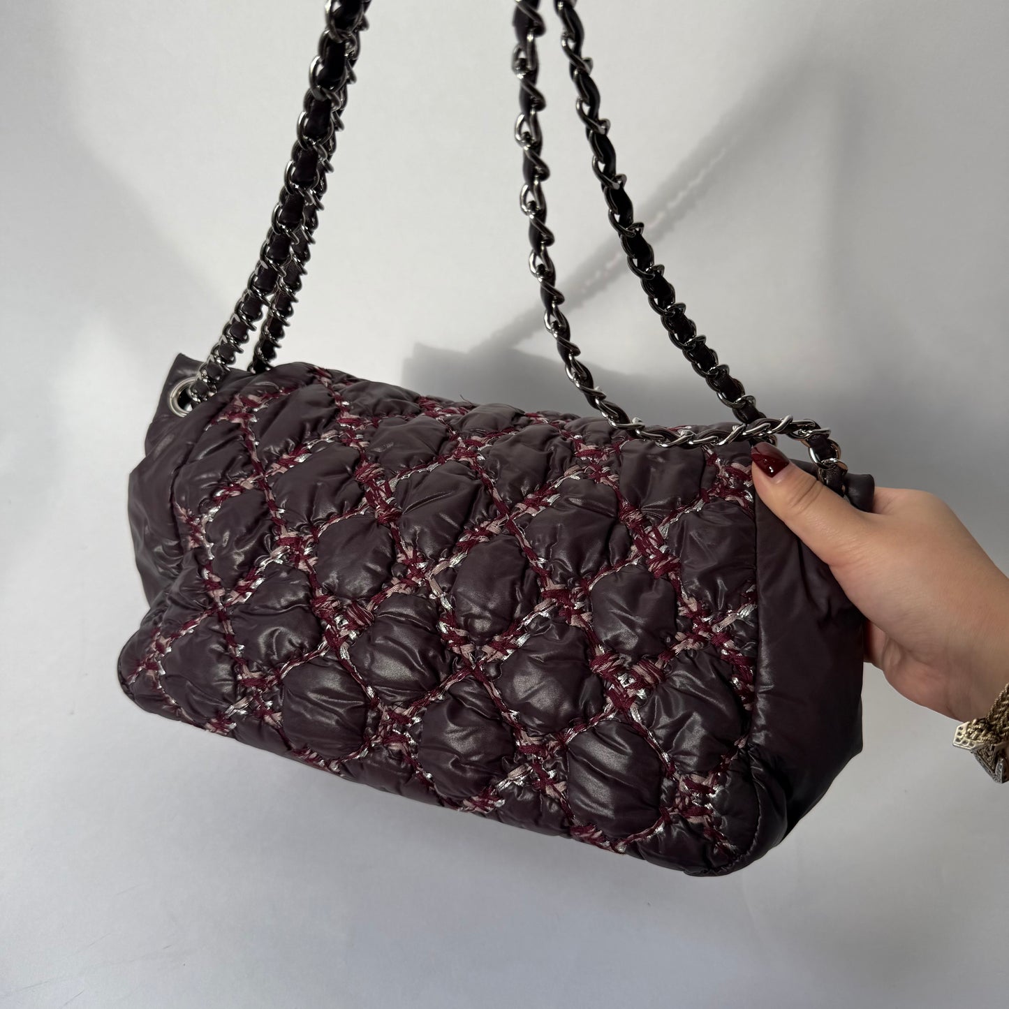 Chanel Paris-Byzance Purple Puffy Nylon Wild Stitch Flap