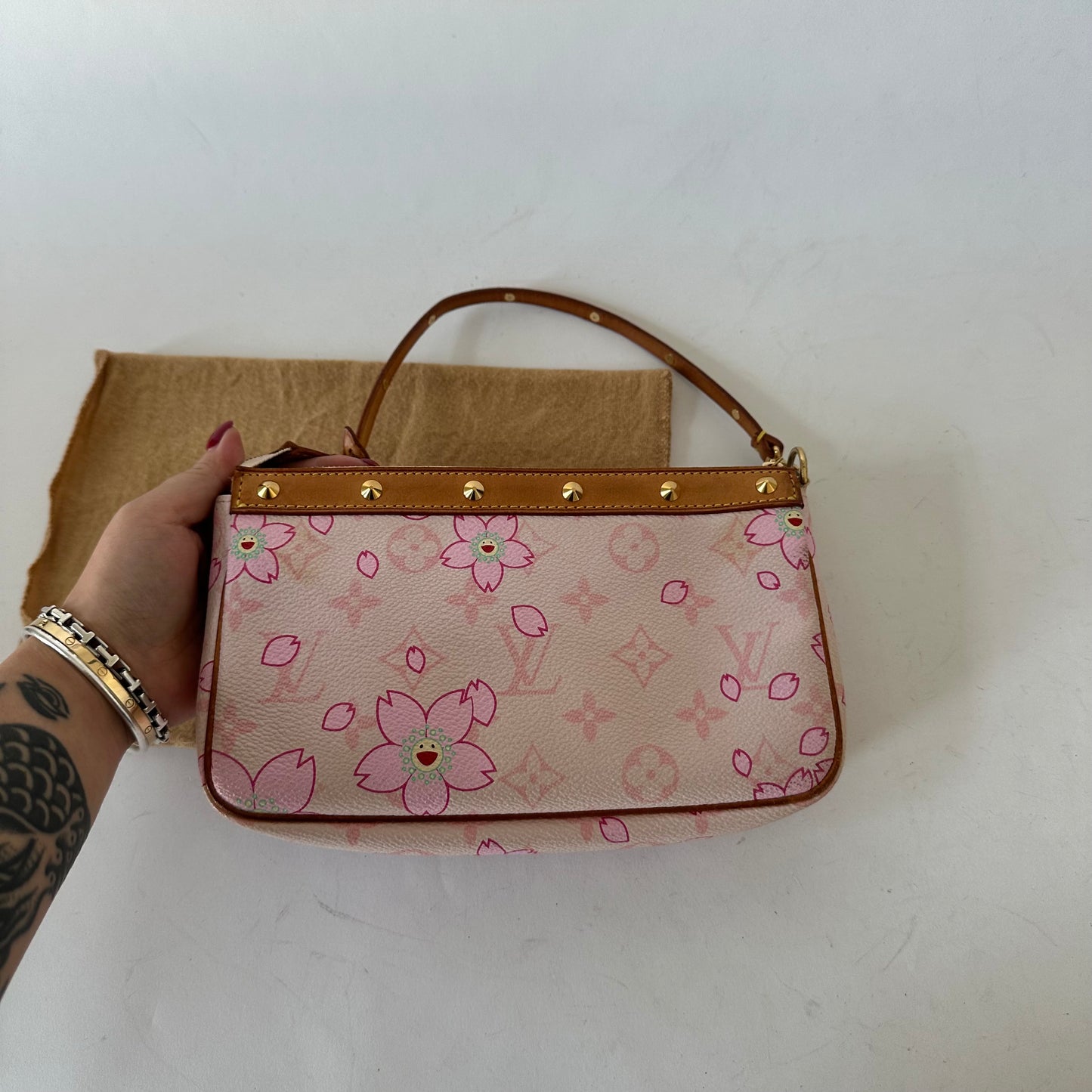 Louis Vuitton Pink Murakami Cherry Blossom Floral Pochette Accessories