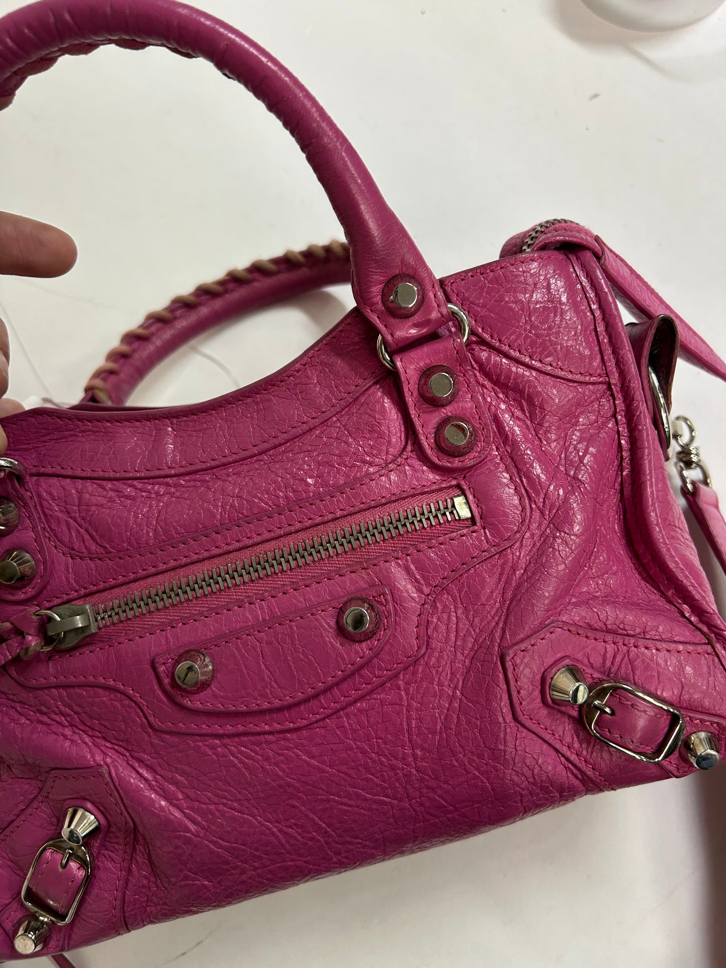Balenciaga Pink Leather Mini City Bag