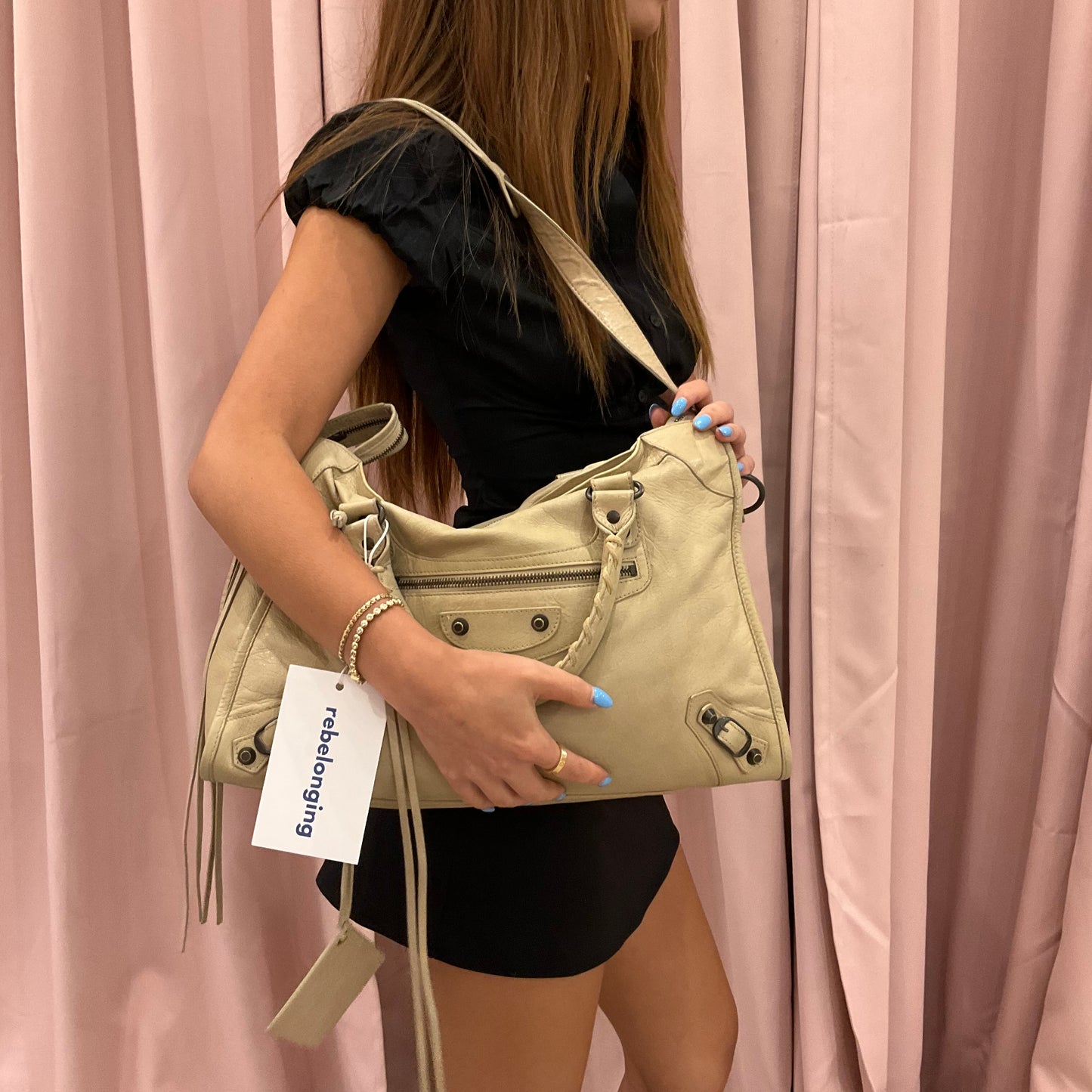 Balenciaga Beige City Bag w/ Bronze Hardware