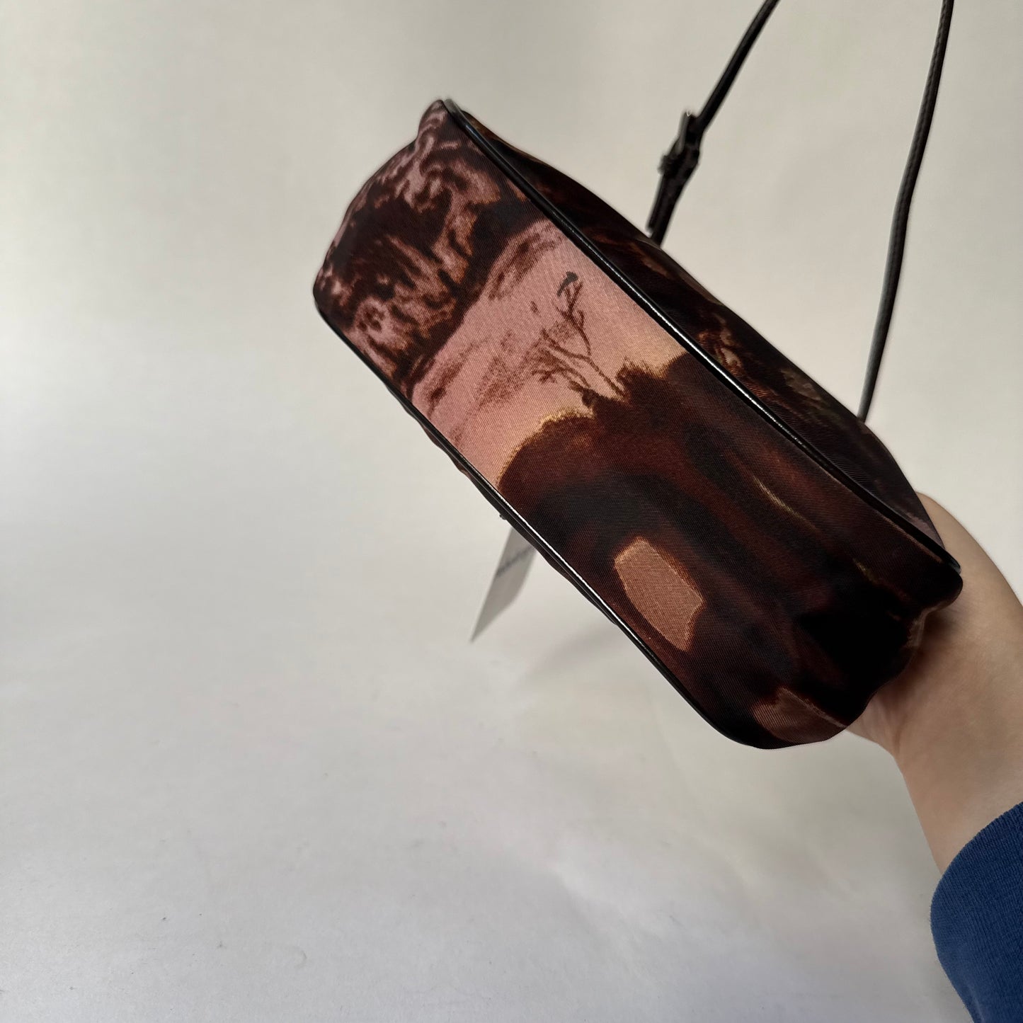 Prada Brown Multicolor Satin Mini Clutch Bag