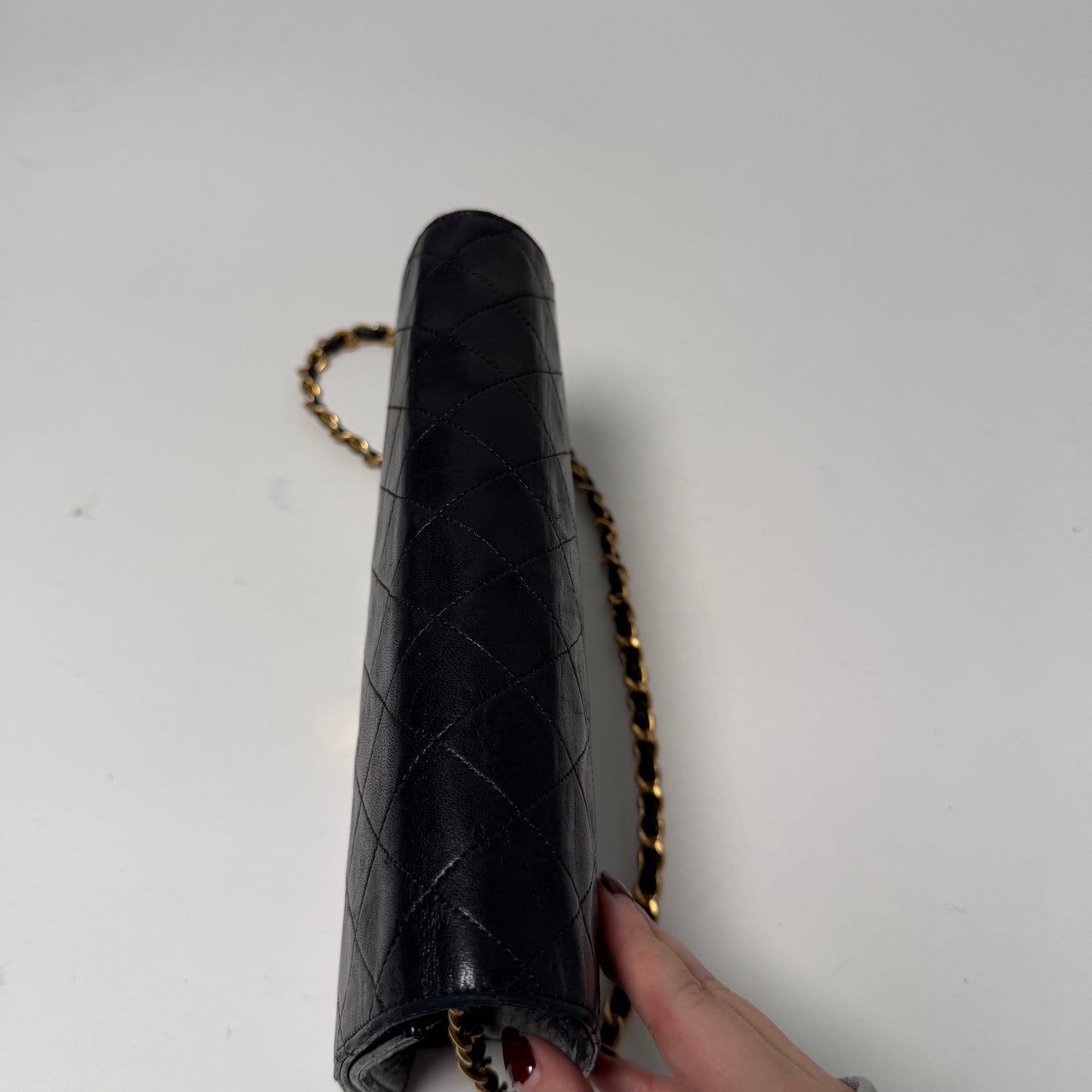 Chanel Vintage Black Lambskin Quilted Square Full Flap 24K GPHW