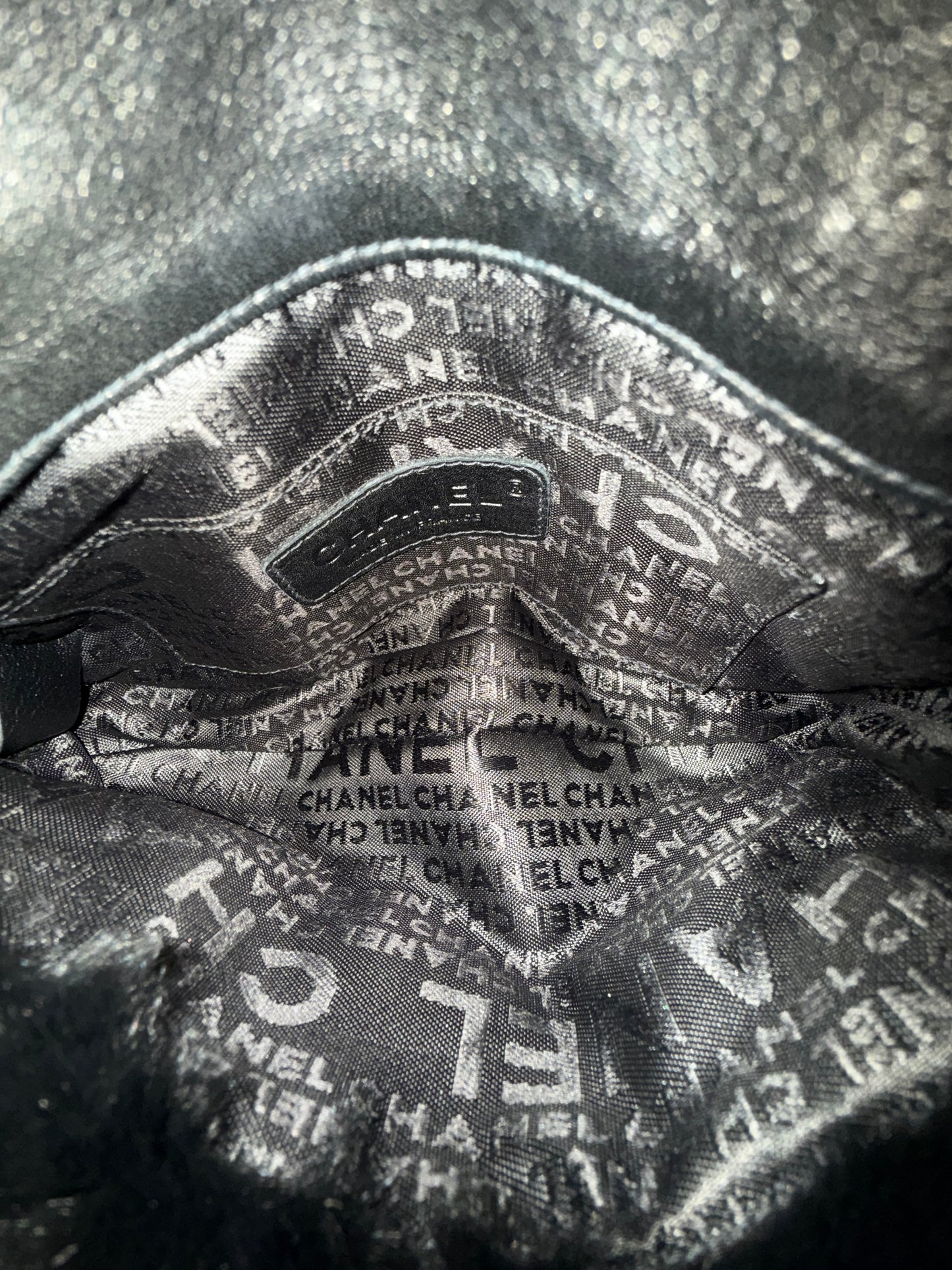 Chanel Black Rabbit Fur 3 Chain Flap