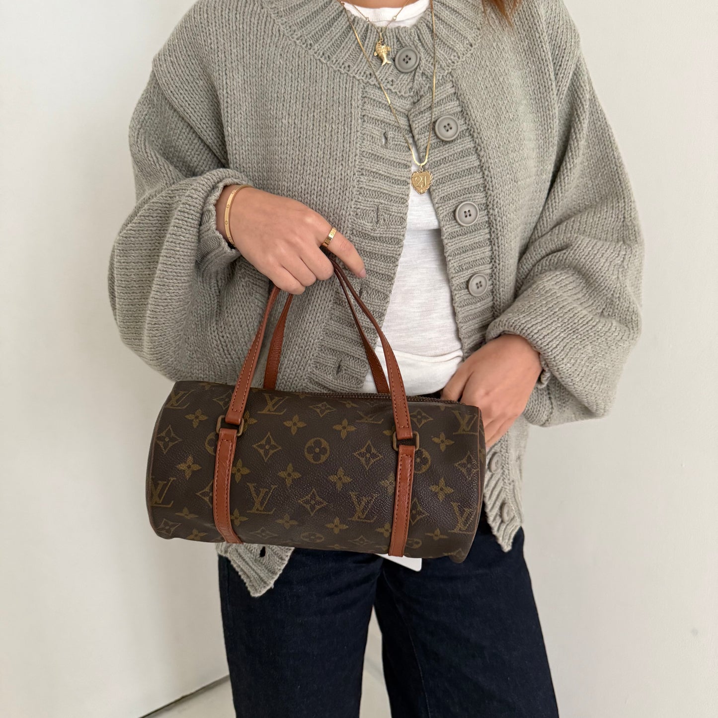 Louis Vuitton Brown Monogram Papillon 26 Barrel Bag