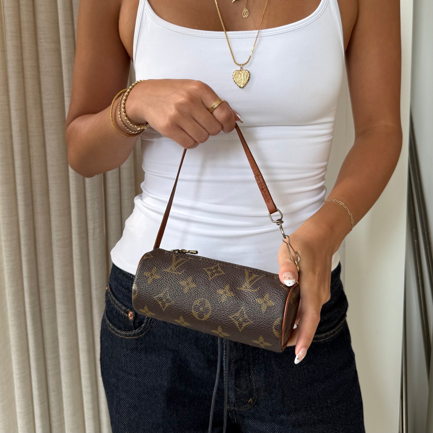 Louis Vuitton Brown Classic Monogram Mini Papillon Pochette
