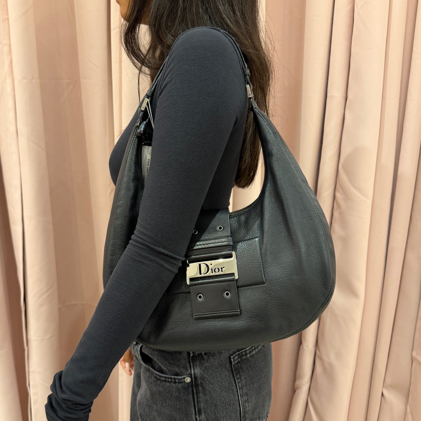 Christian Dior Black Leather Street Chic Croissant Shoulder Bag
