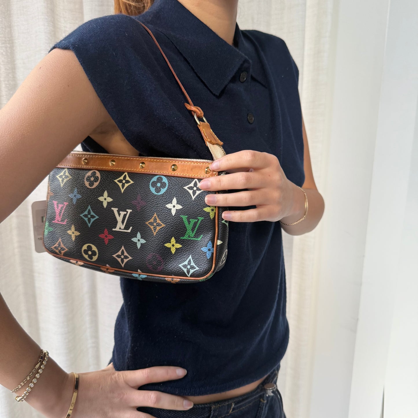 Louis Vuitton Black Multicolored Monogram Murakami Pochette