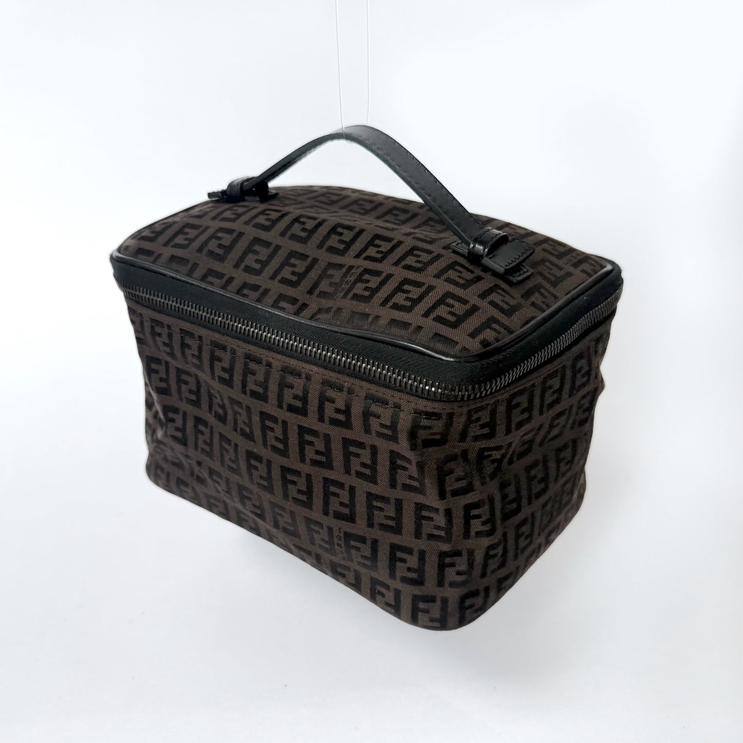 Fendi Brown Zucchino Canvas Vanity Bag
