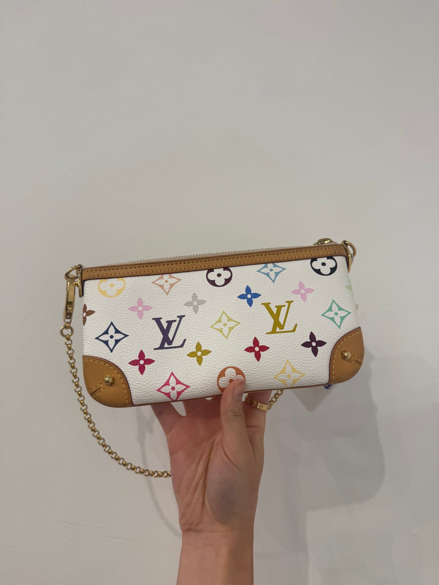Louis Vuitton X Murakami White Multicolored Milla MM Chain Pochette