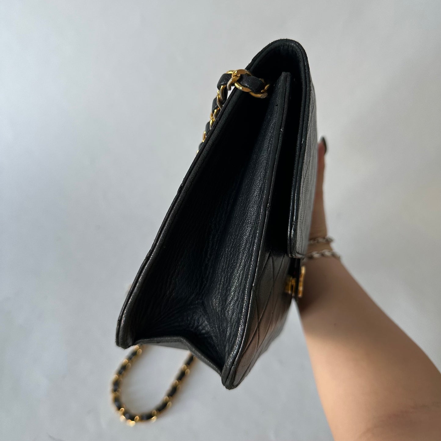Chanel Black 80’s Quilted 18k GP Hardware Square Flap