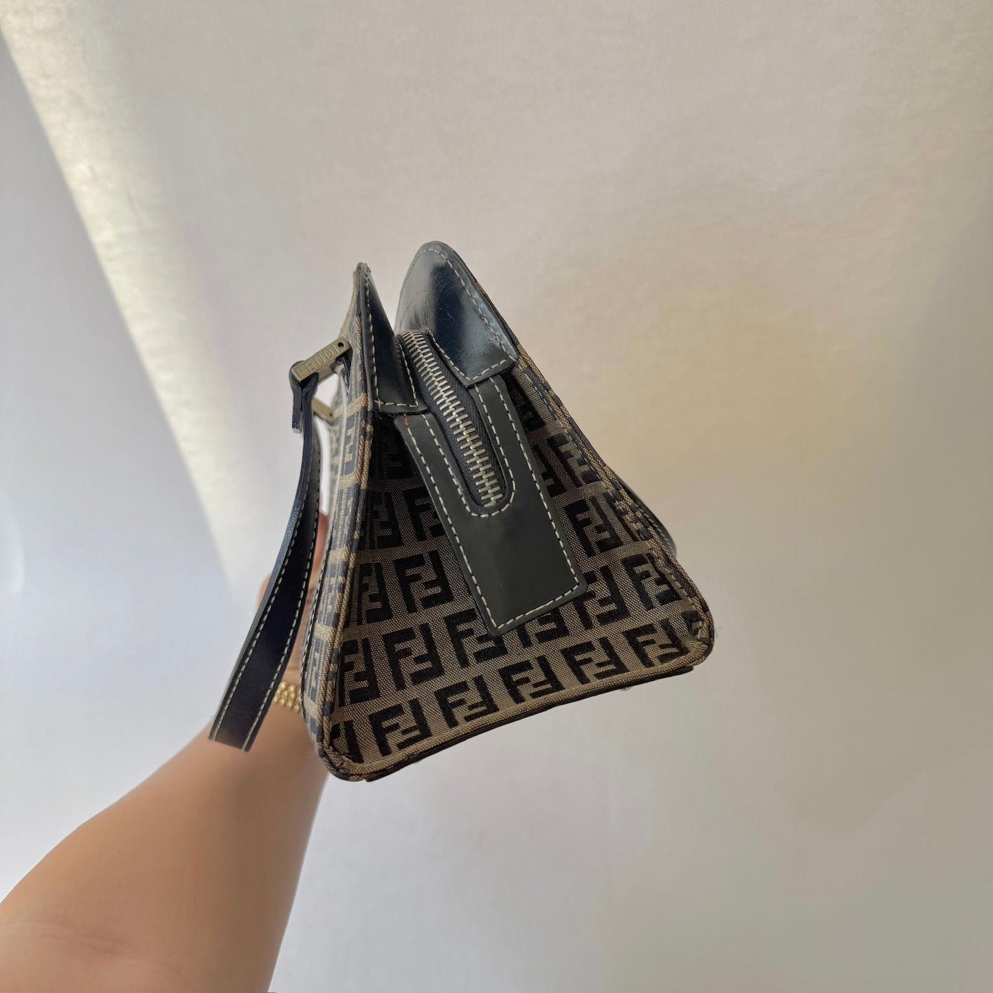 Fendi Navy Zucchino Small Shoulder Bag