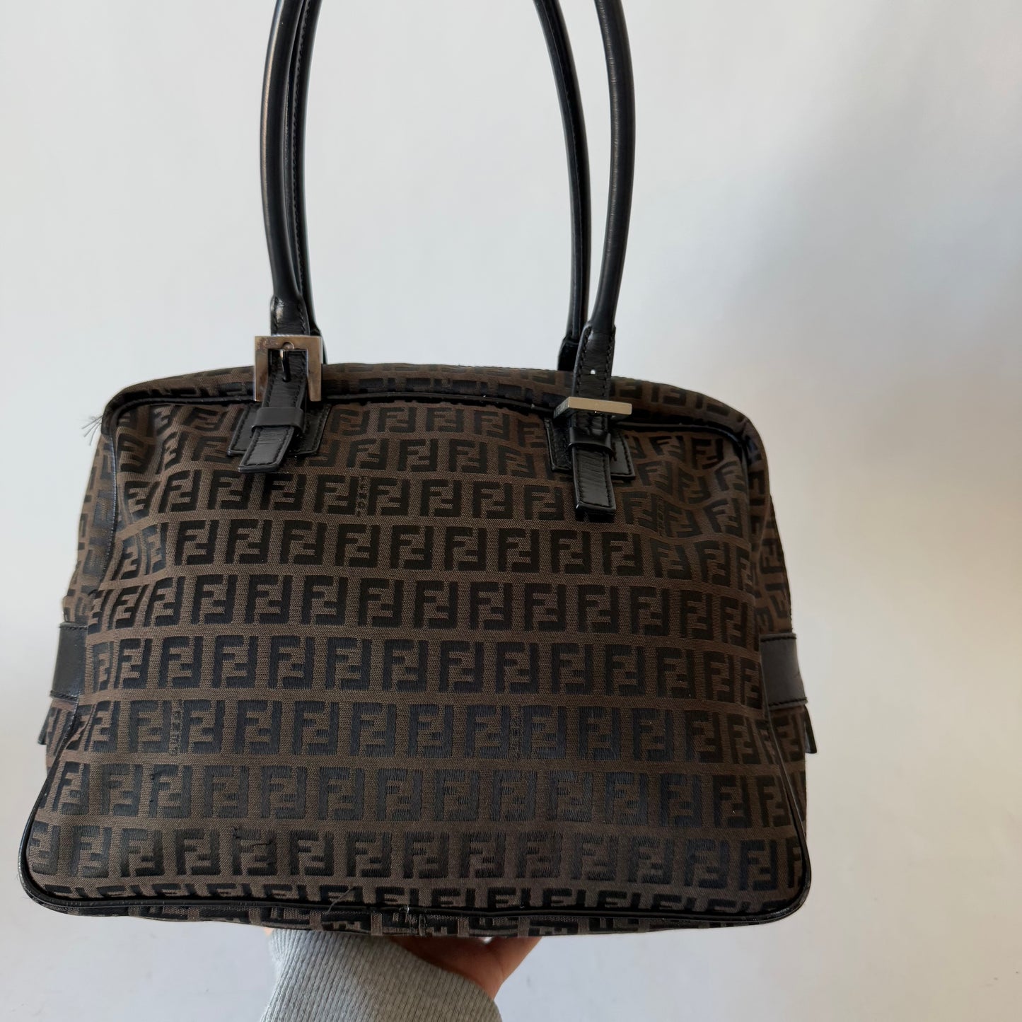Fendi Brown Zucchino Square Shoulder Bag