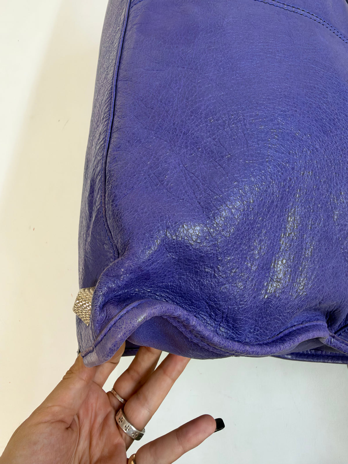 Balenciaga Purple Work City Bag w/ Silver Giant Hardware