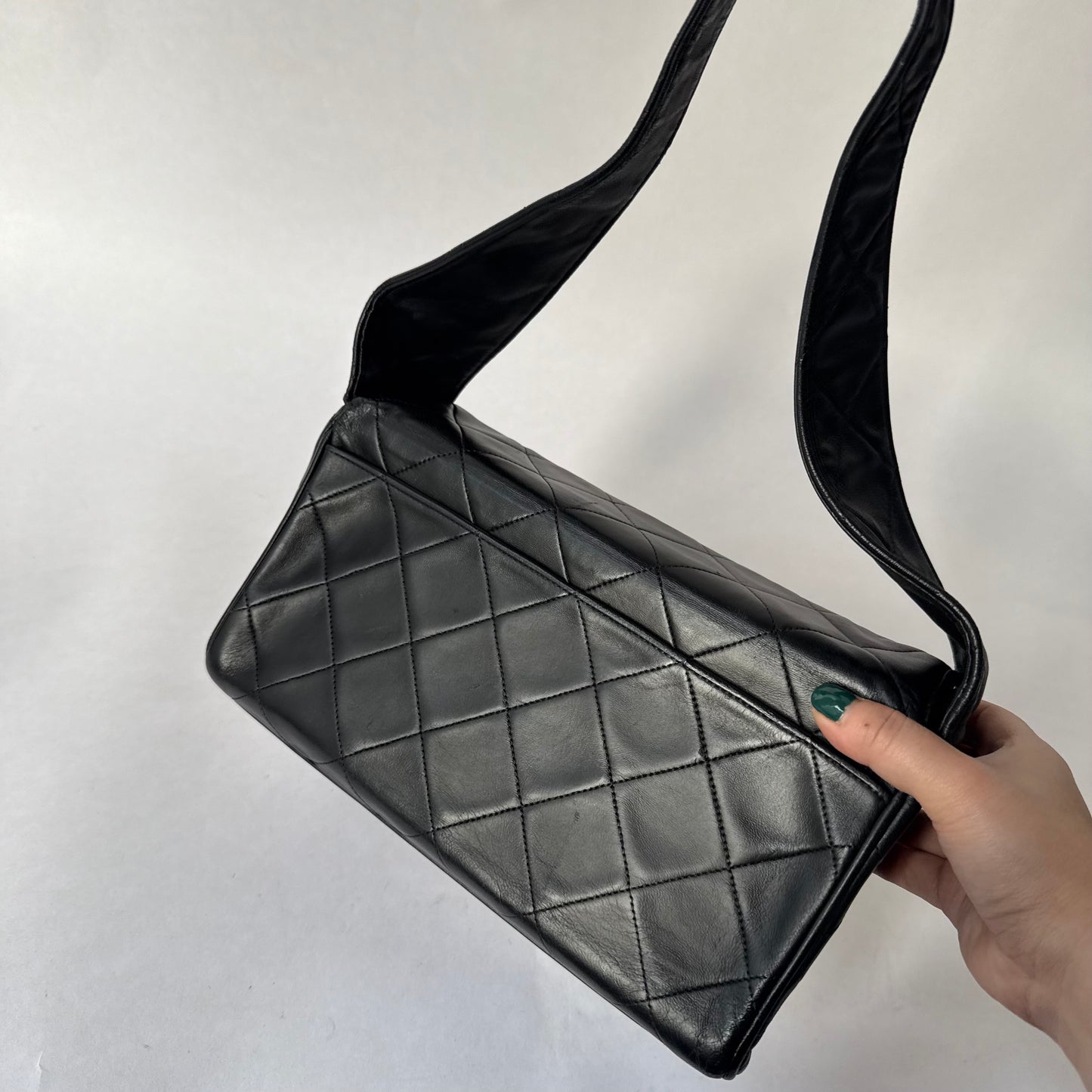 Chanel Black Lambskin Leather CC Box Flap