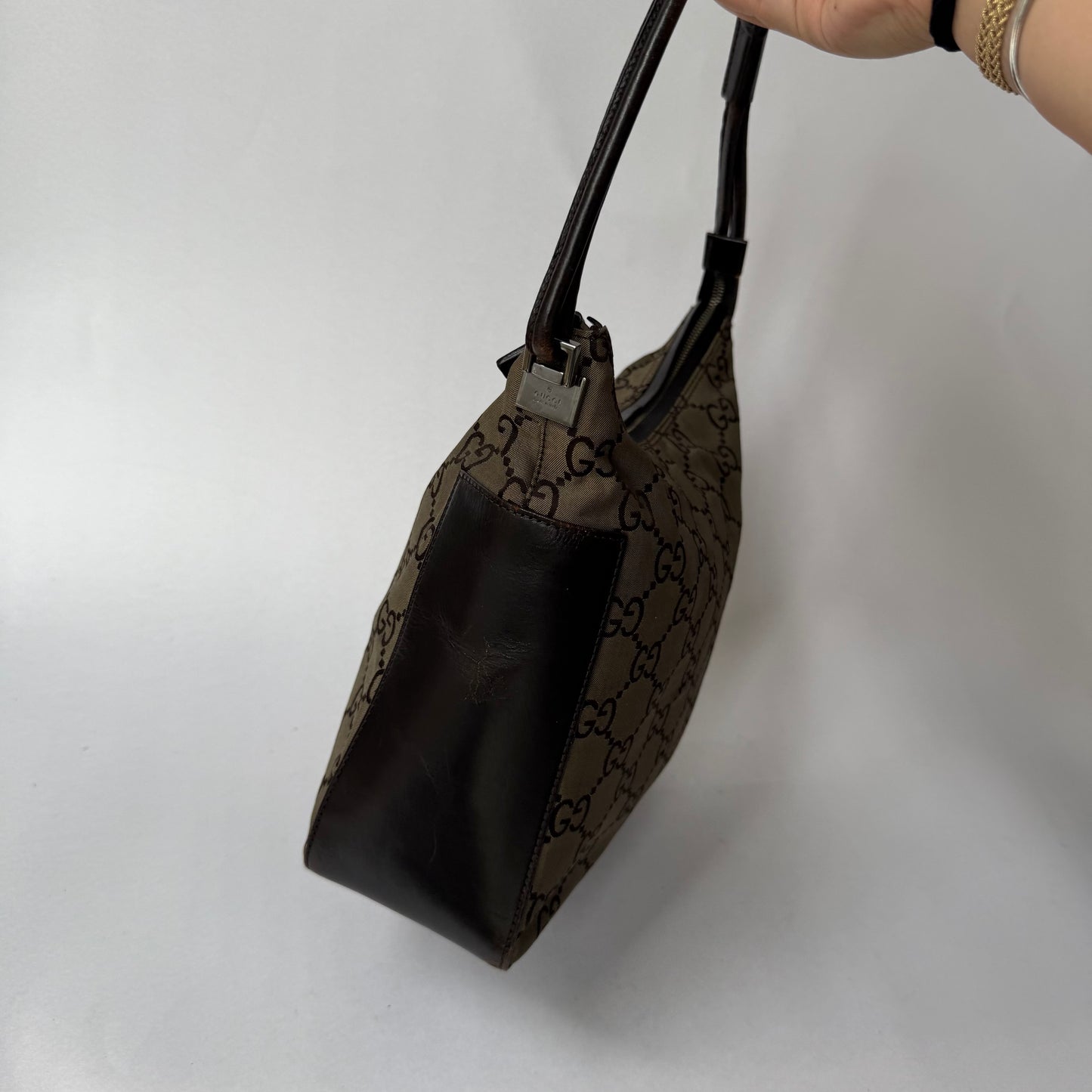 Gucci Brown Canvas Monogram Shoulder Bag