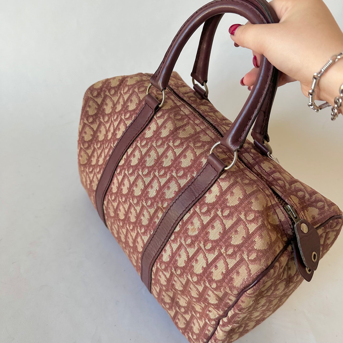 Christian Dior Maroon Red Trotter Boston Bag