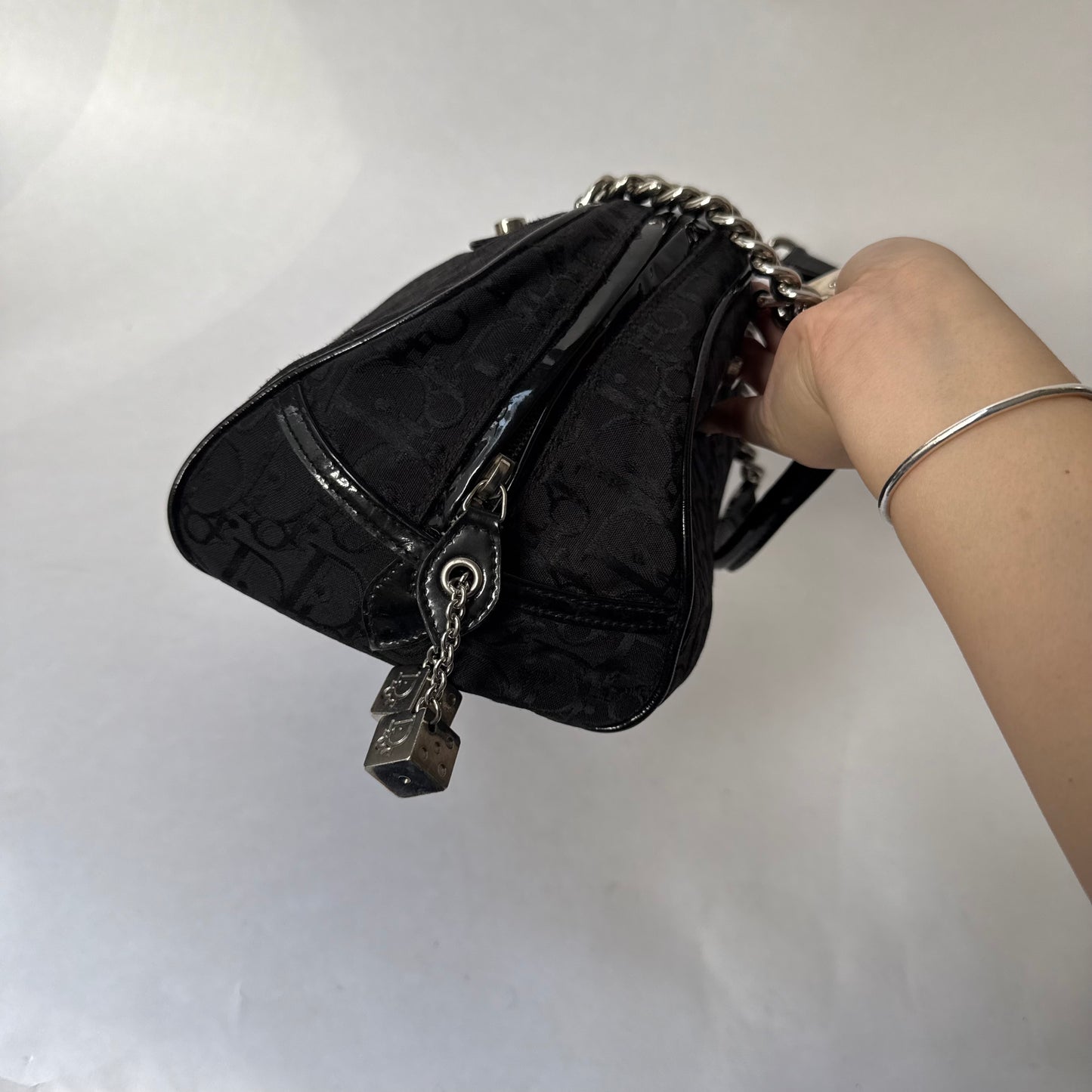 Christian Dior Black Trotter Gambler Dice Bowler Shoulder Bag