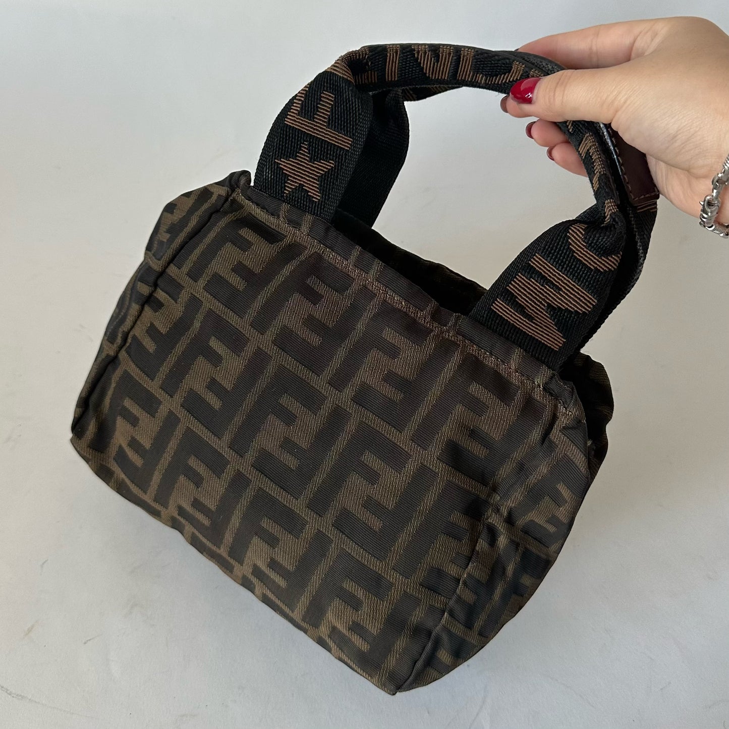 Fendi Brown Zucca Monogram Mini Top Handle Tote
