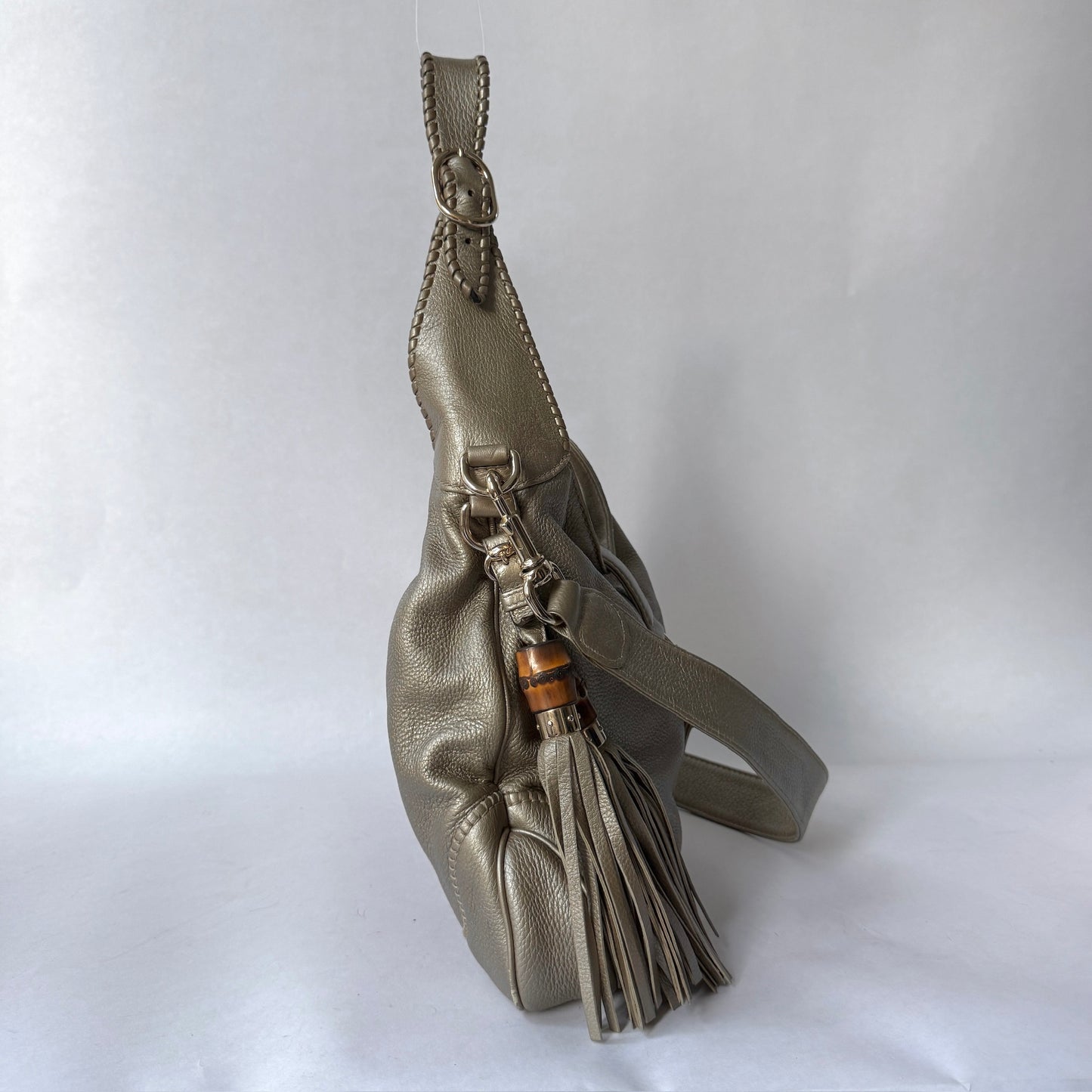 Gucci Gold Metallic Leather Slouchy Jackie Shoulder Bag