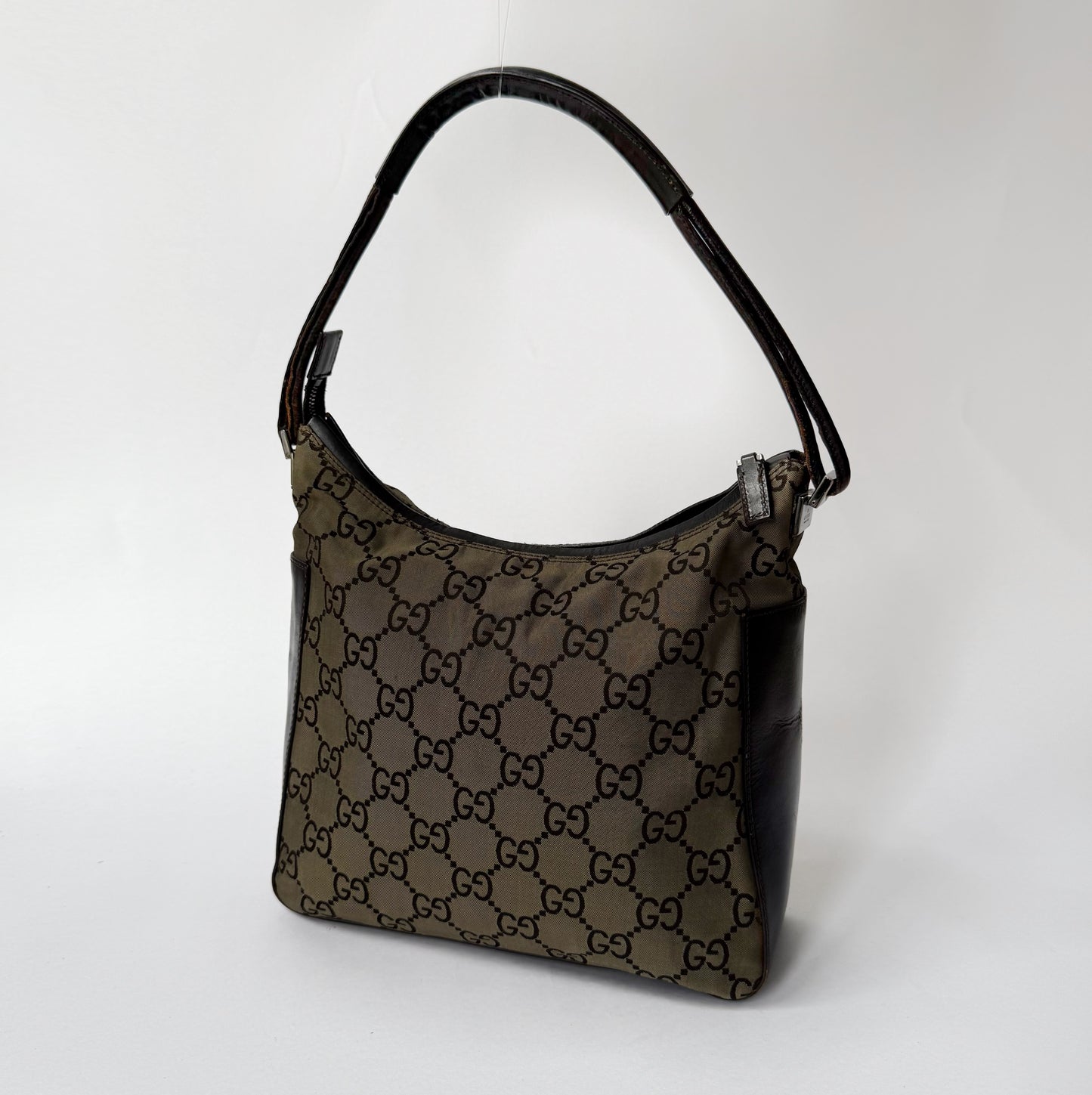 Gucci Brown Canvas Monogram Shoulder Bag